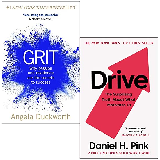 Grit Why passion and resilience are the secrets to success & Drive The Surprising Truth About What Motivates Us 2 Books Collection Set