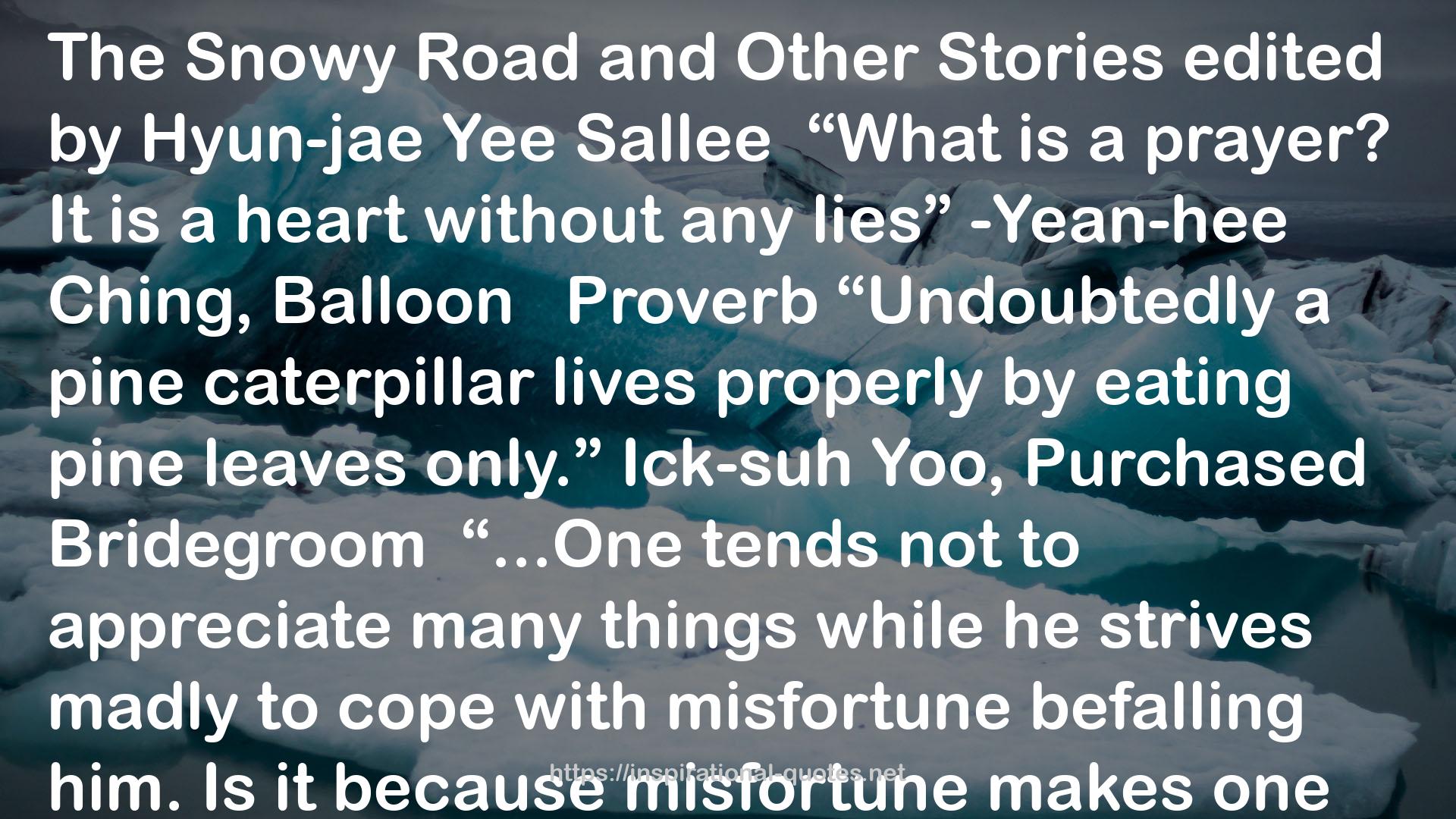 The Snowy Road & Other Stories: An Anthology of Korean Fiction QUOTES