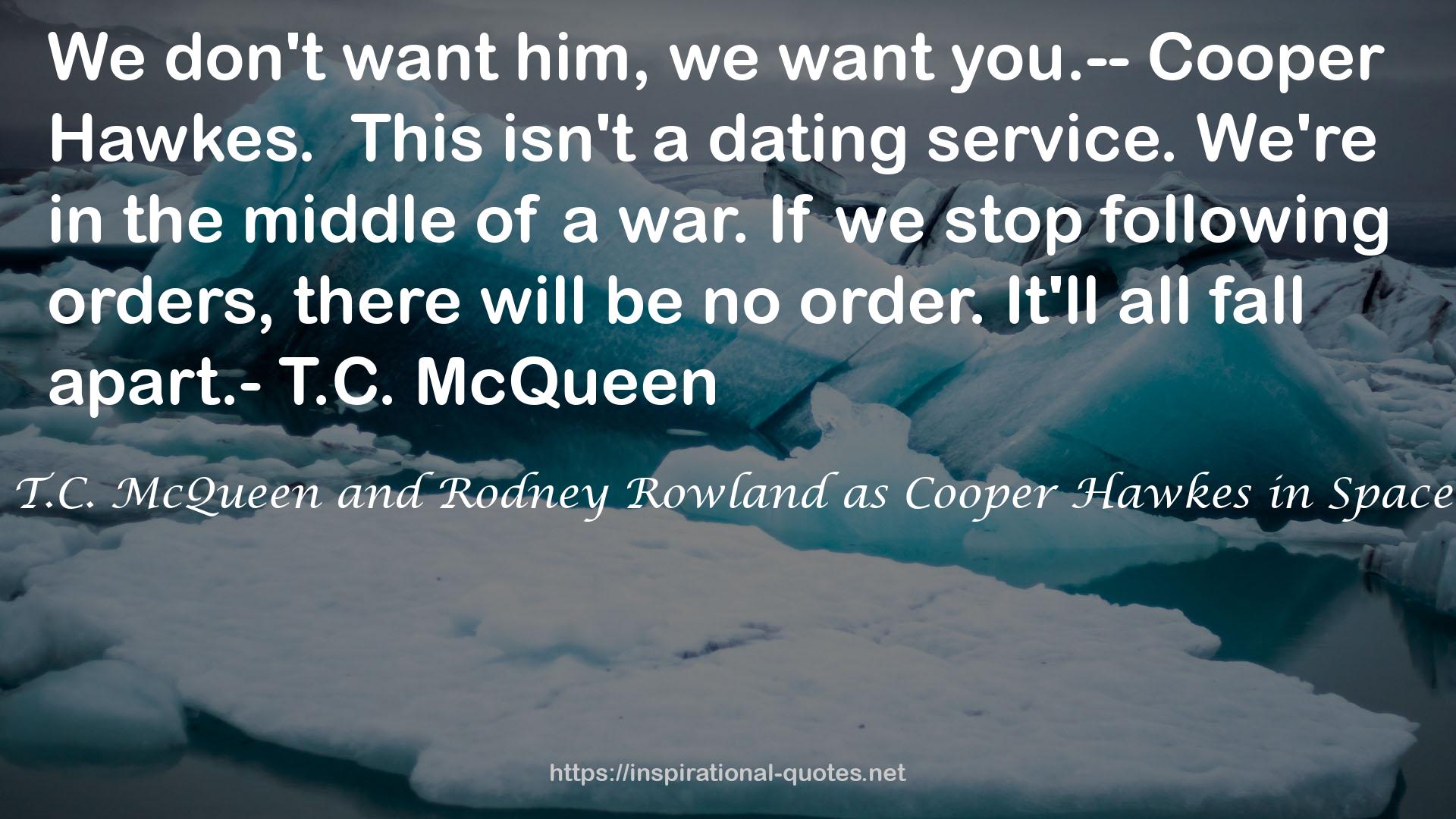 James Morrison as T.C. McQueen and Rodney Rowland as Cooper Hawkes in Space Above and Beyond QUOTES