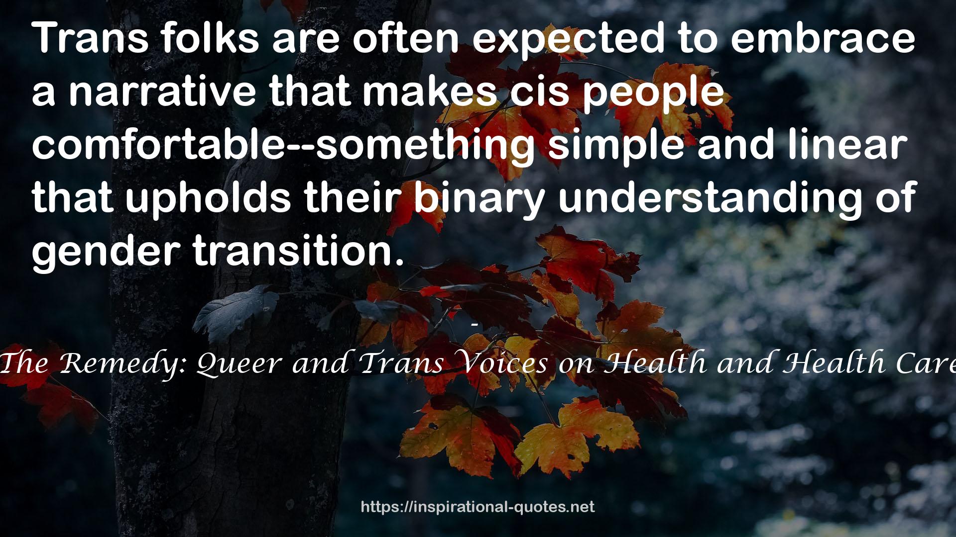 The Remedy: Queer and Trans Voices on Health and Health Care QUOTES