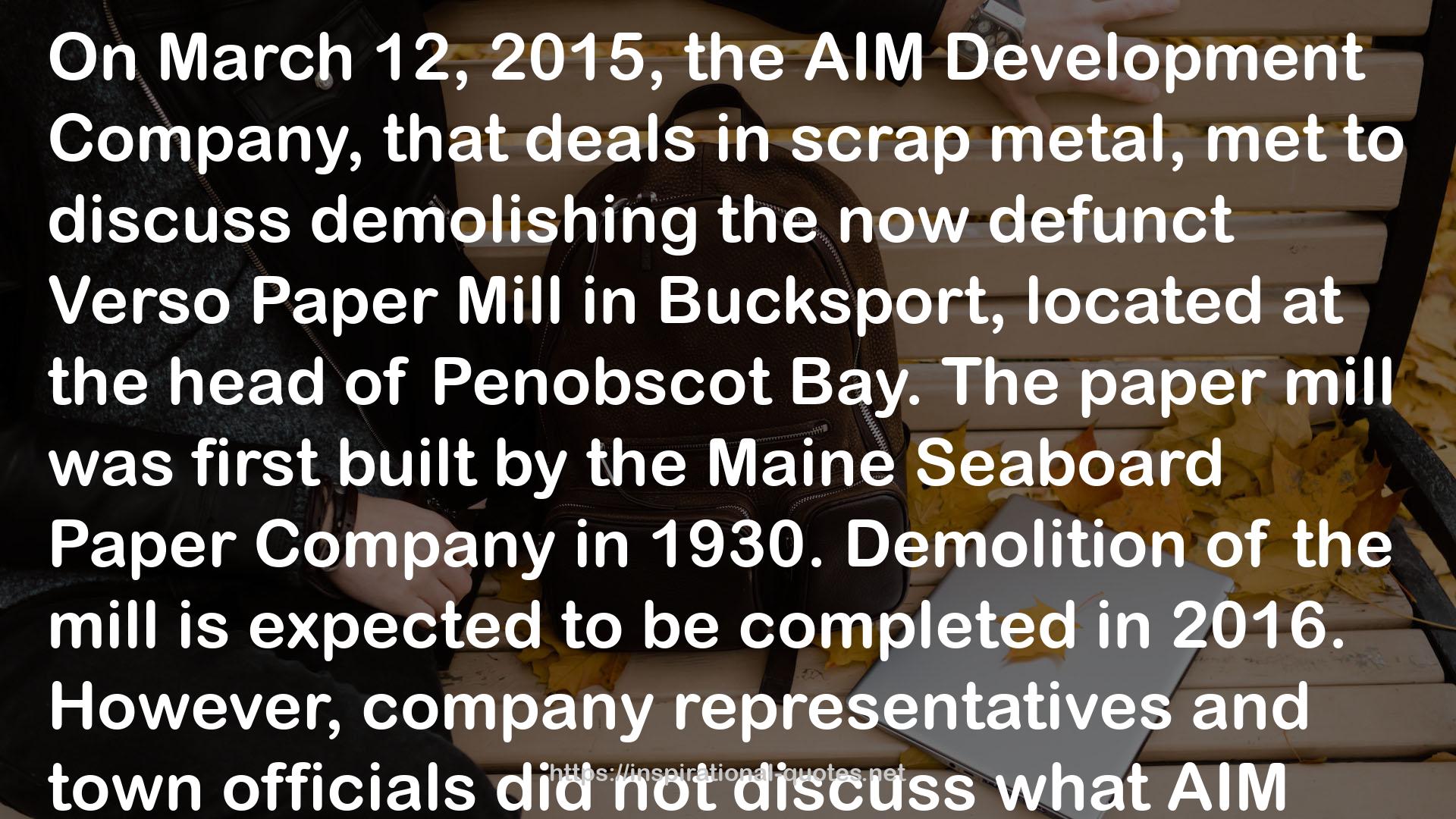 the Maine Seaboard Paper Company  QUOTES