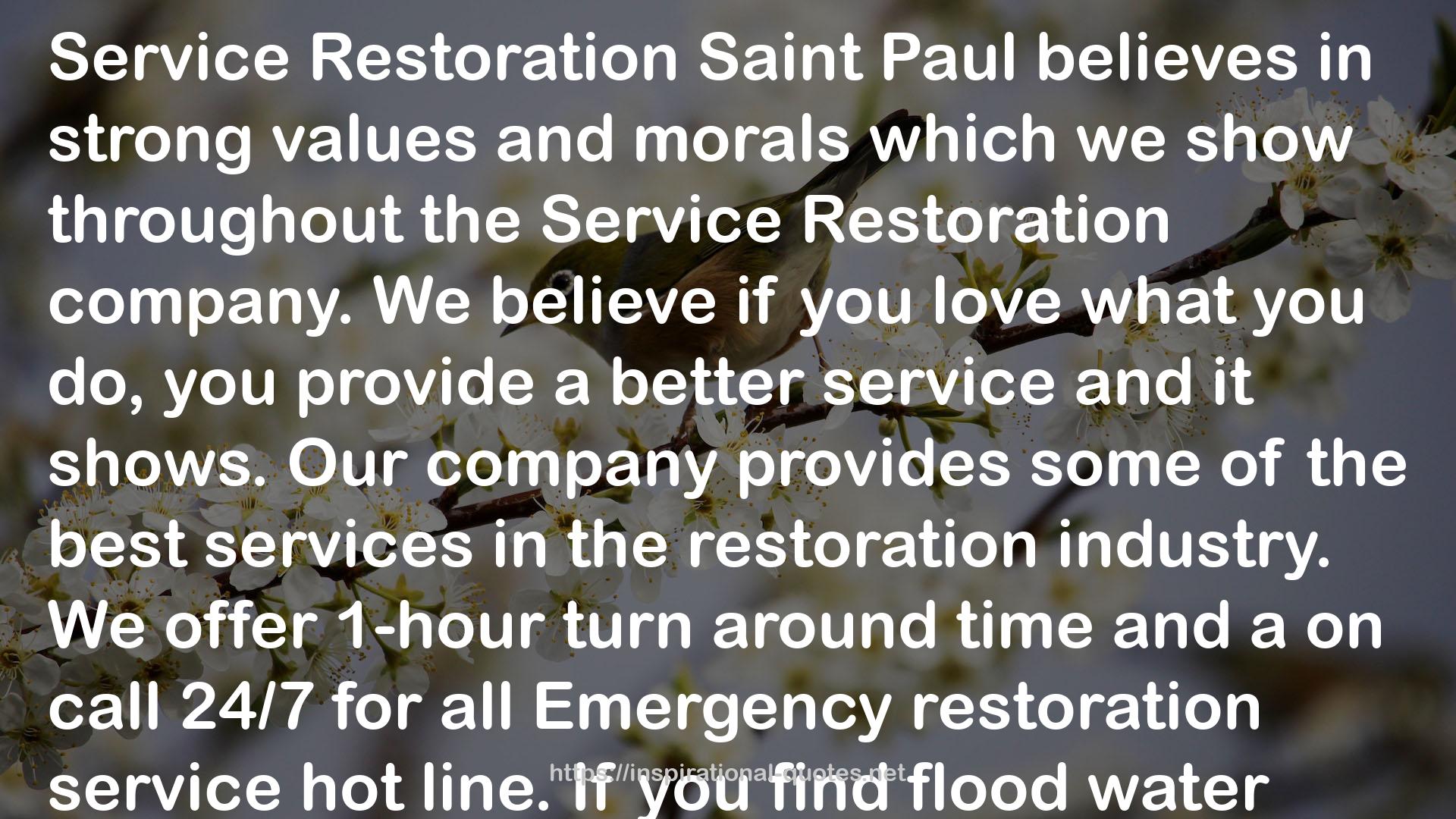 Service Restoration of Saint Paul, Minnesota QUOTES
