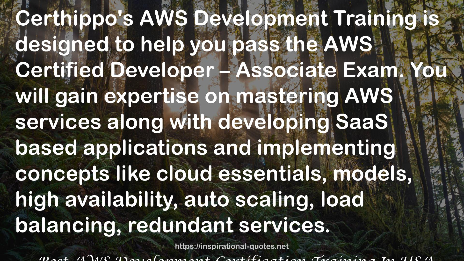 Best AWS Development Certification Training In USA QUOTES