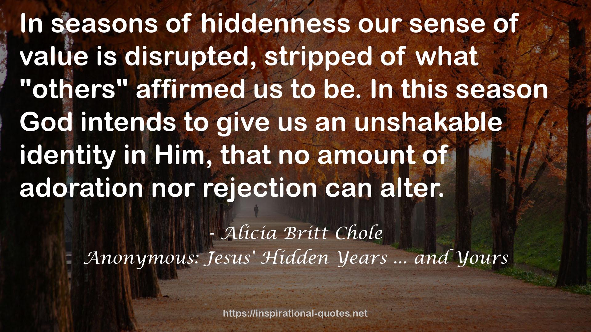 Anonymous: Jesus' Hidden Years ... and Yours QUOTES