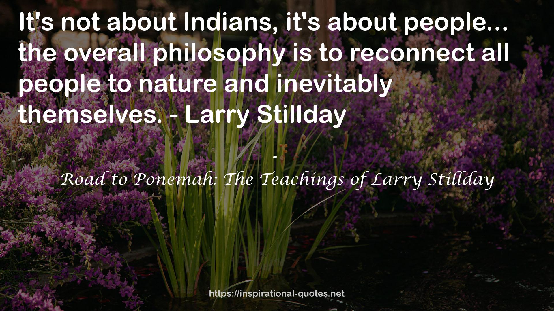 Road to Ponemah: The Teachings of Larry Stillday QUOTES