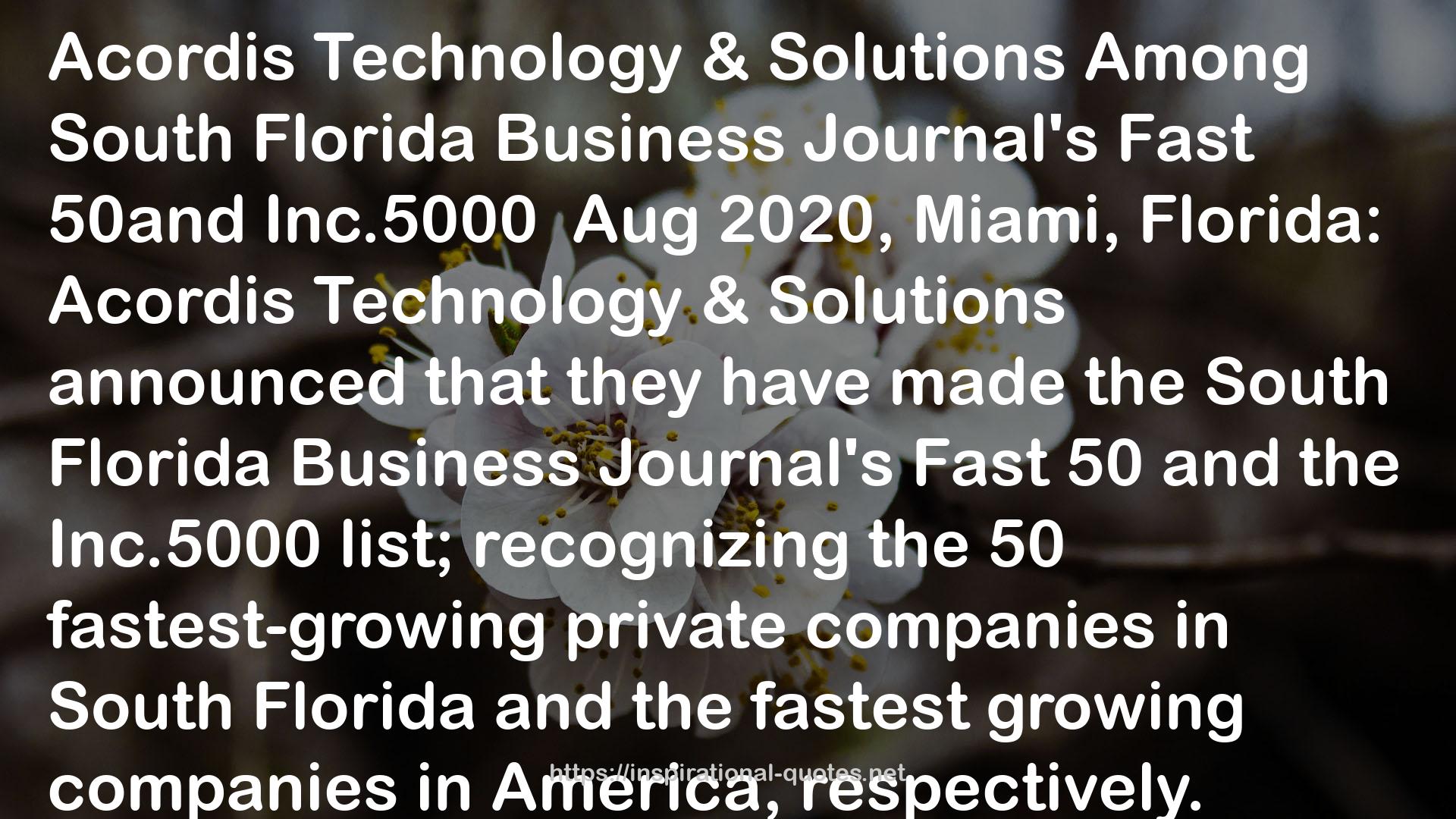 Acordis Technology & Solutions in Florida is headed by (CEO) Rehan Khan. Acordis Technology & Soluti QUOTES