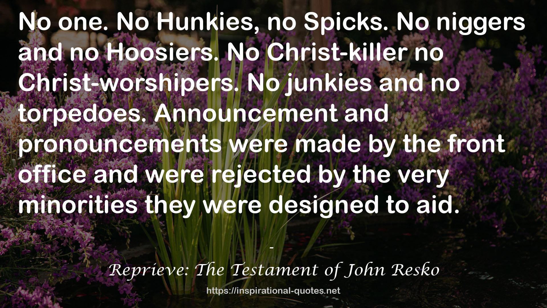 Reprieve: The Testament of John Resko QUOTES