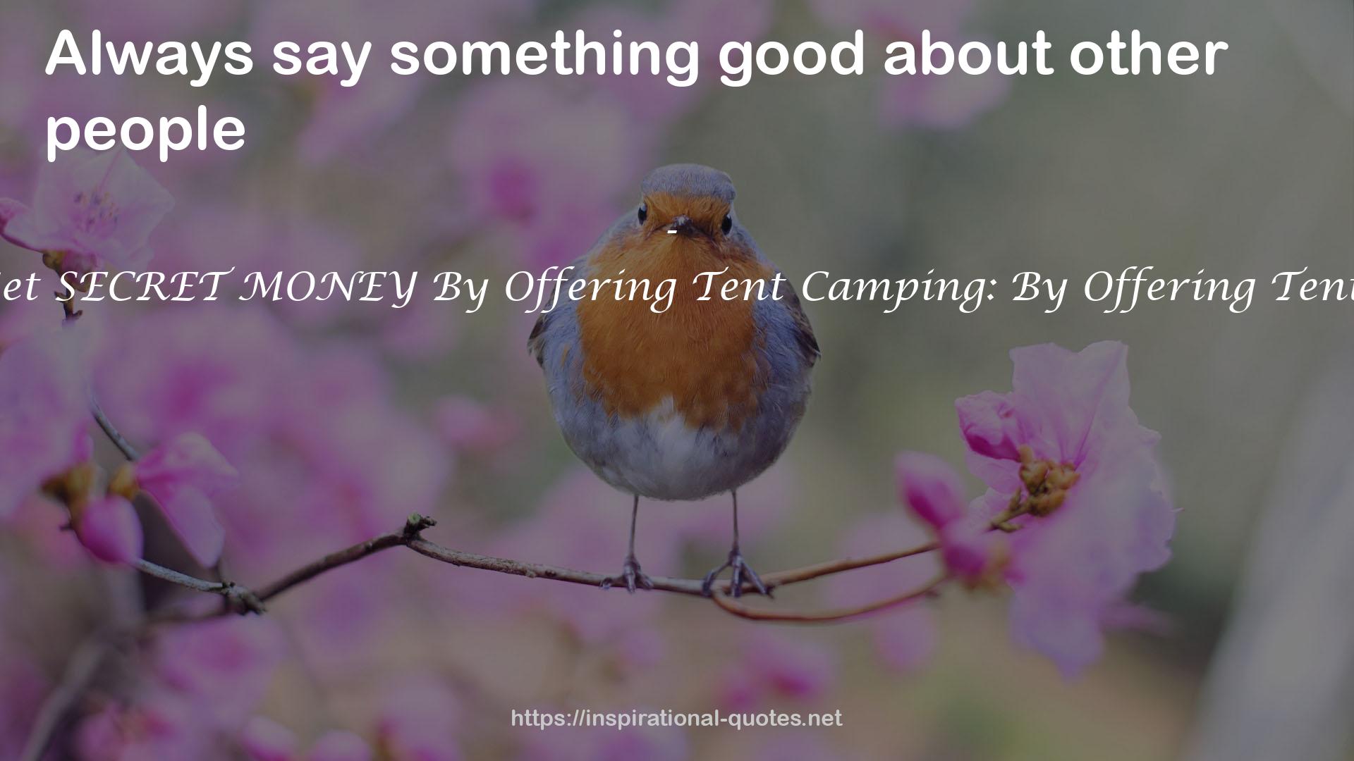 How To Get SECRET MONEY By Offering Tent Camping: By Offering Tent Camping QUOTES