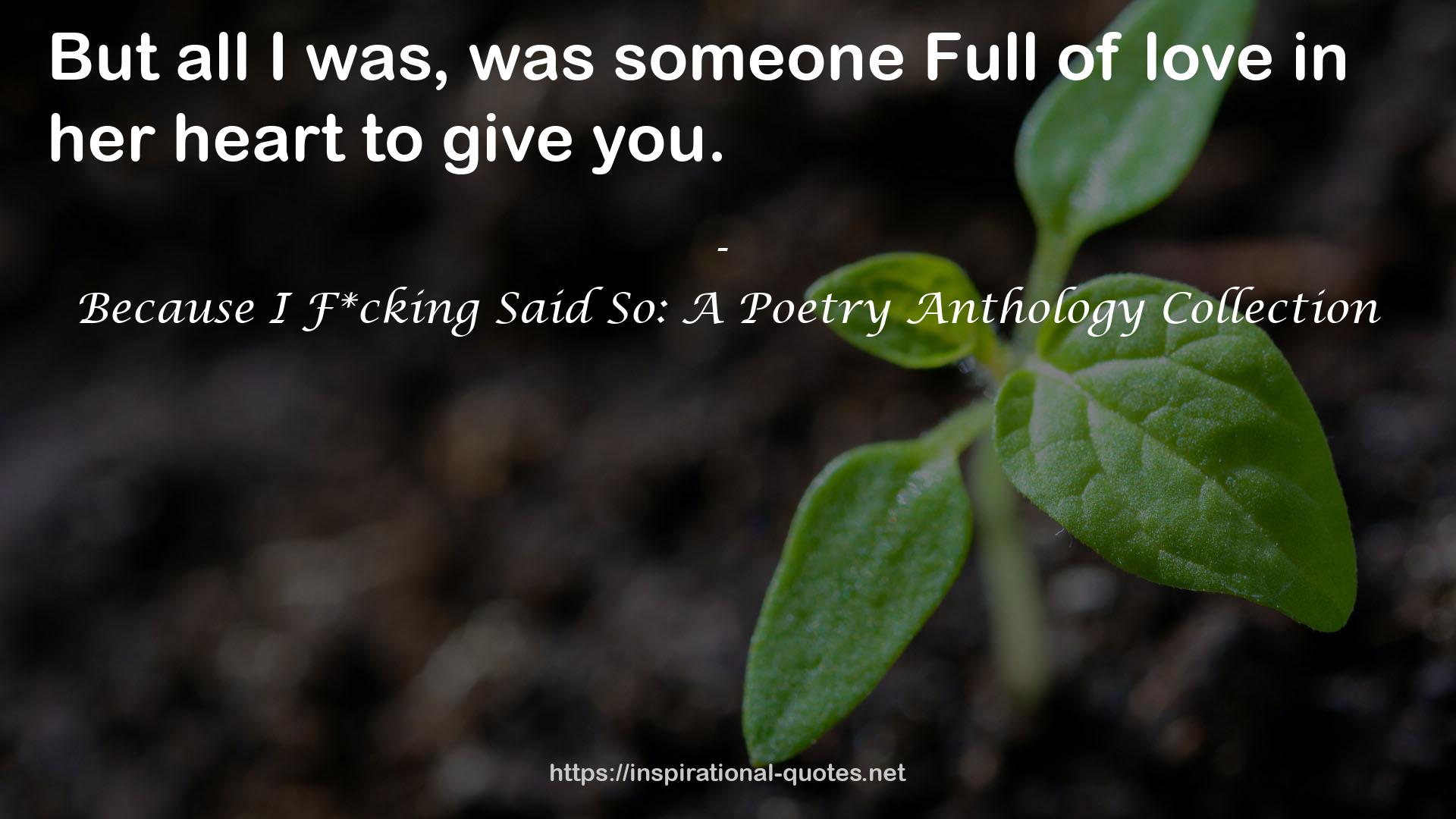 Because I F*cking Said So: A Poetry Anthology Collection QUOTES
