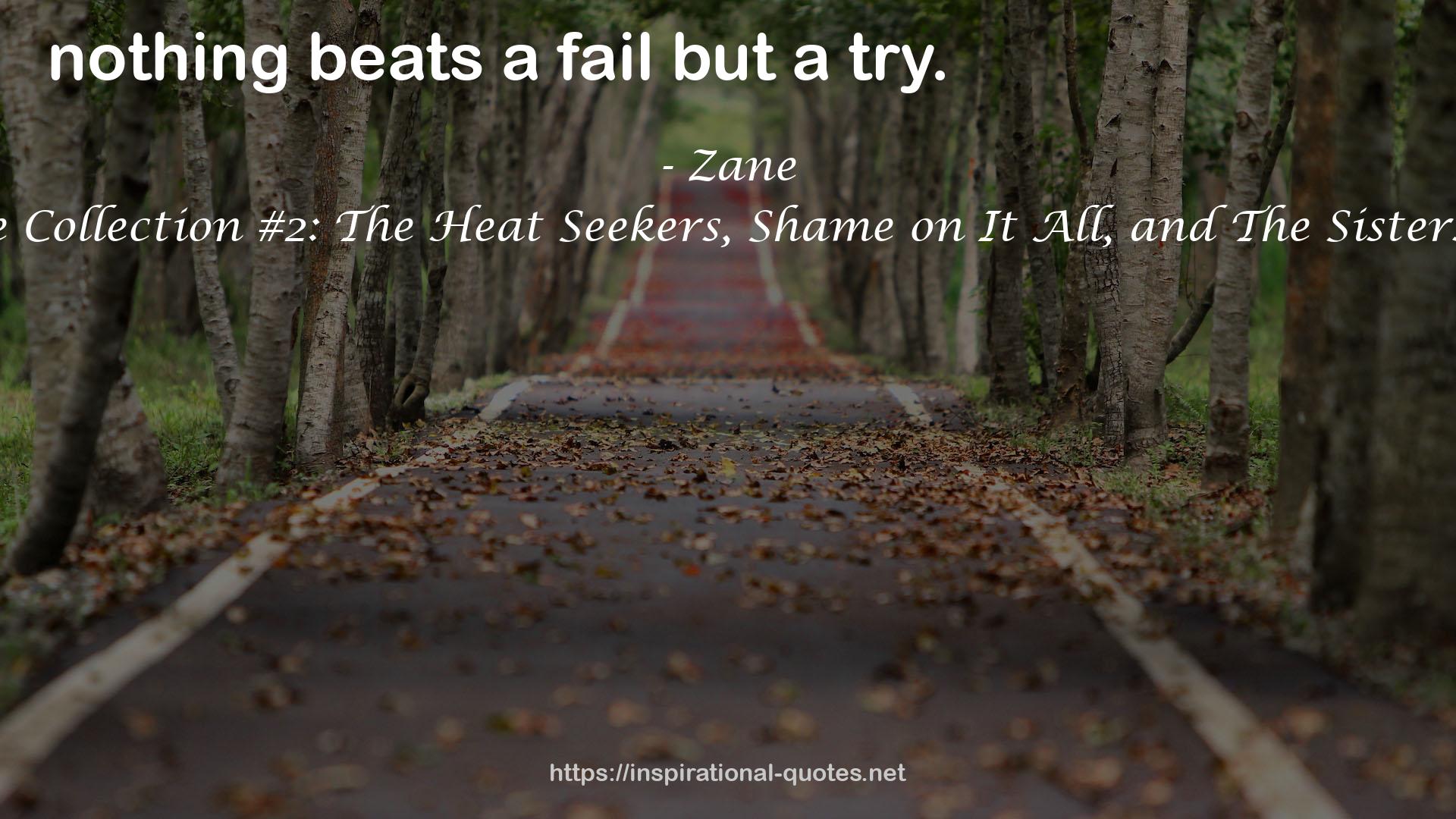 The Zane Collection #2: The Heat Seekers, Shame on It All, and The Sisters of APF QUOTES