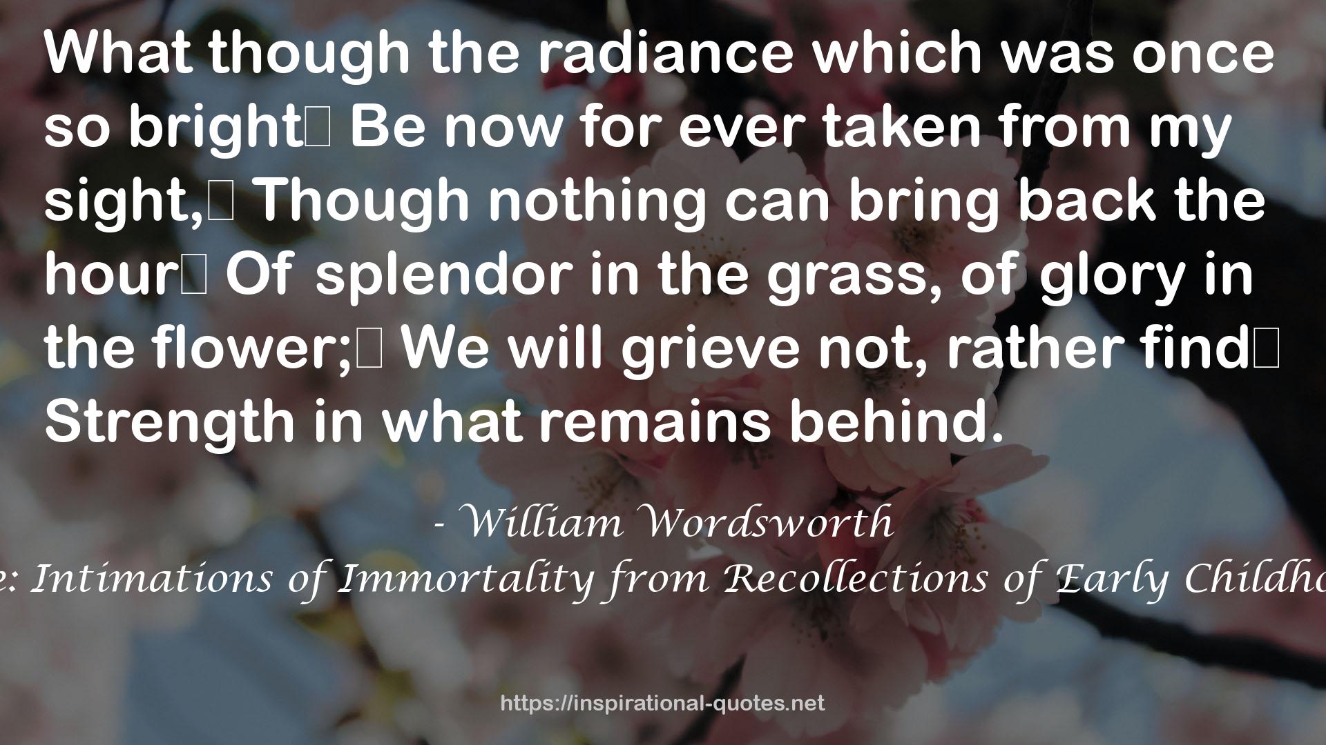 Ode: Intimations of Immortality from Recollections of Early Childhood QUOTES