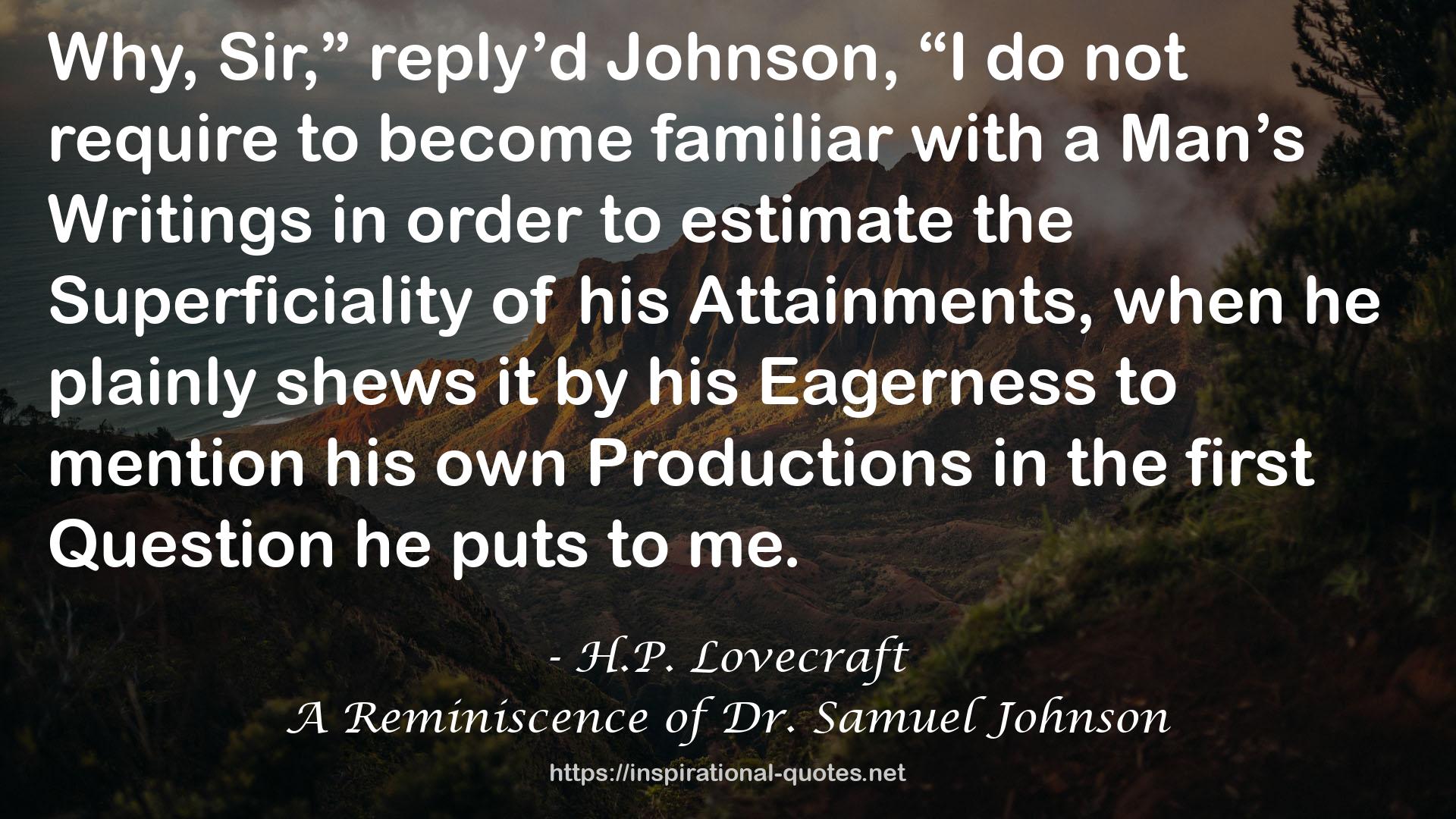 A Reminiscence of Dr. Samuel Johnson QUOTES