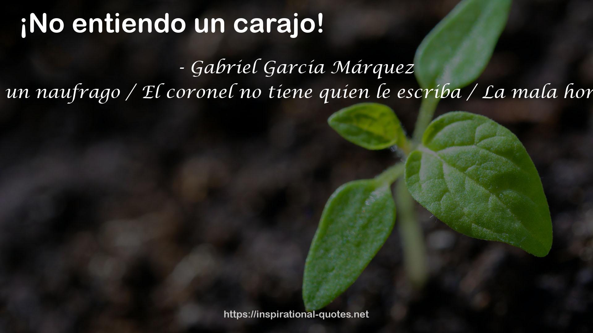 La hojarasca / Relato de un naufrago / El coronel no tiene quien le escriba / La mala hora / Cien años de soledad QUOTES