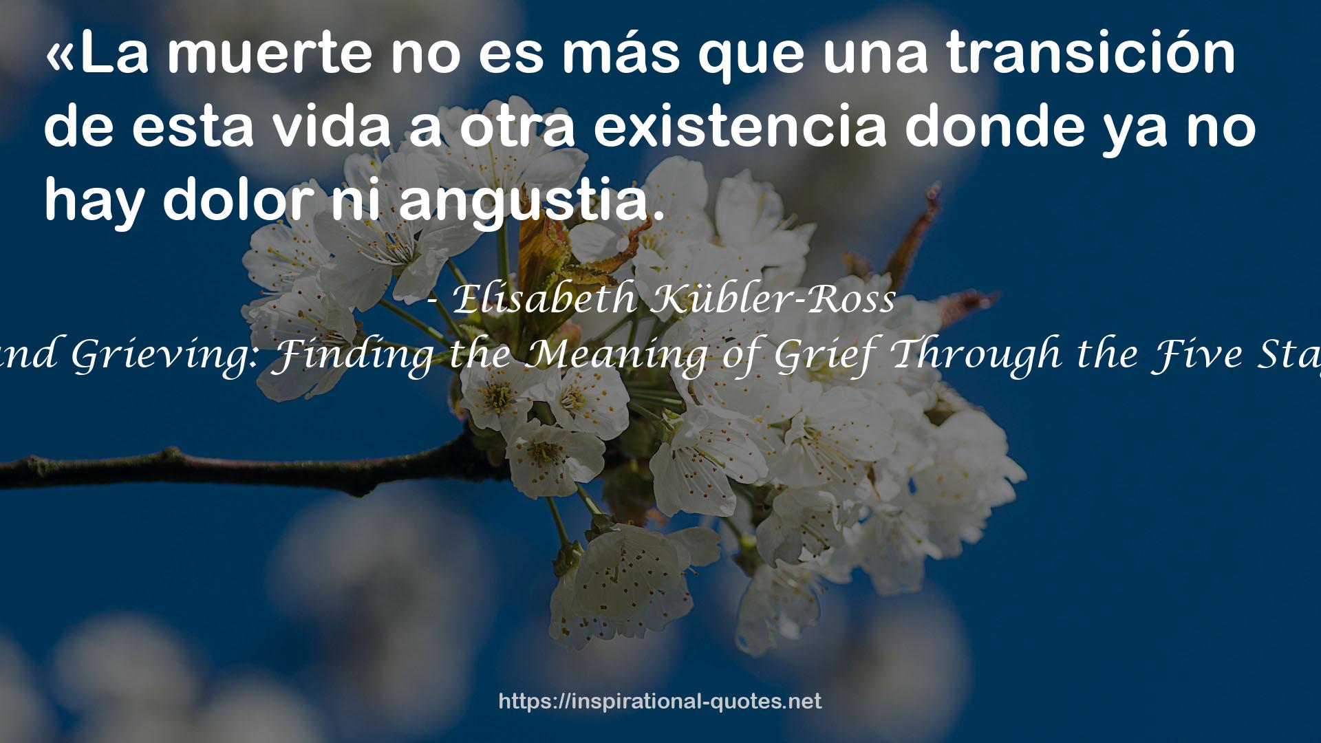 On Grief and Grieving: Finding the Meaning of Grief Through the Five Stages of Loss QUOTES