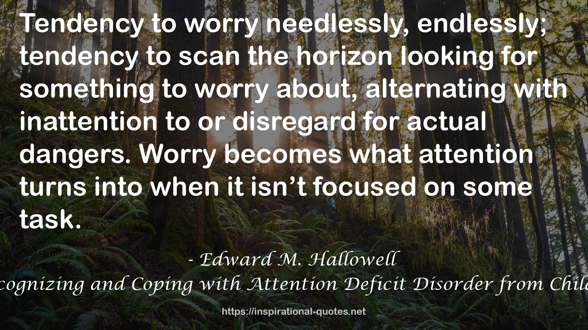 Driven to Distraction: Recognizing and Coping with Attention Deficit Disorder from Childhood Through Adulthood QUOTES