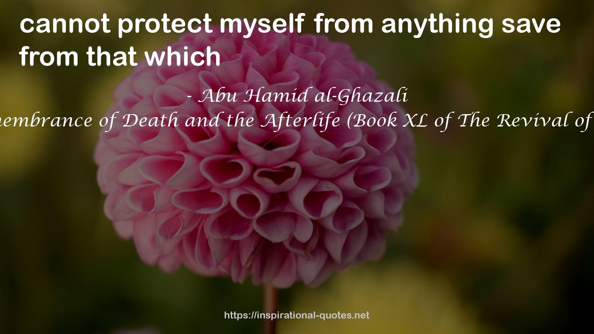 Al-Ghazali on the Remembrance of Death and the Afterlife (Book XL of The Revival of the Religious Sciences) QUOTES