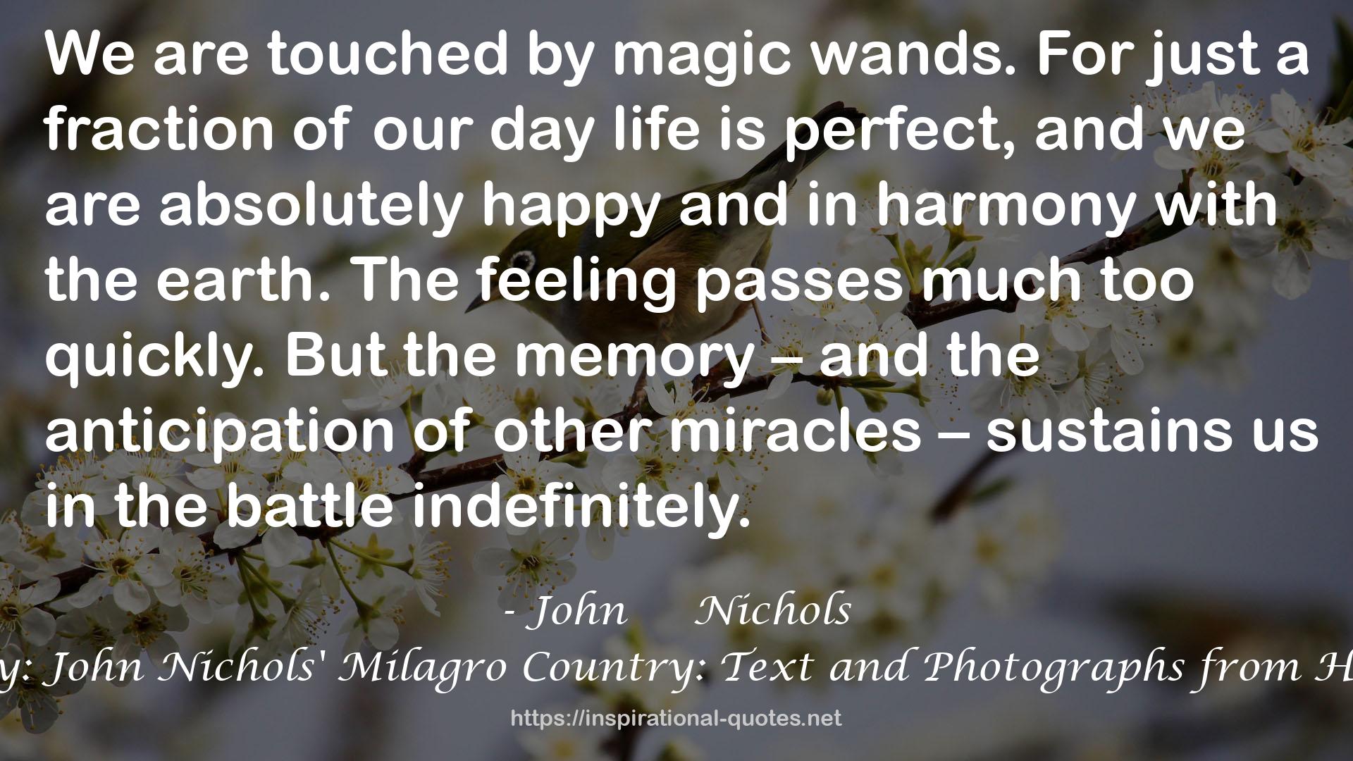 A Fragile Beauty: John Nichols' Milagro Country: Text and Photographs from His Life and Work QUOTES