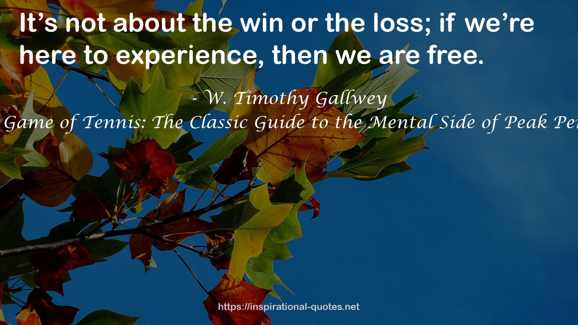 The Inner Game of Tennis: The Classic Guide to the Mental Side of Peak Performance QUOTES