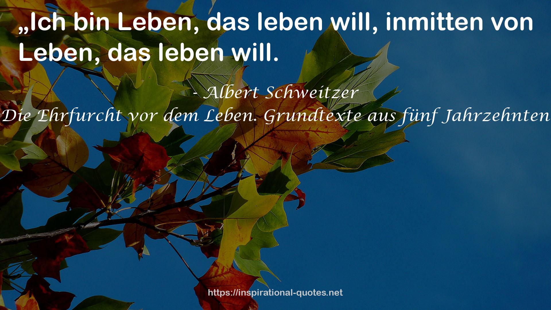 Die Ehrfurcht vor dem Leben. Grundtexte aus fünf Jahrzehnten QUOTES