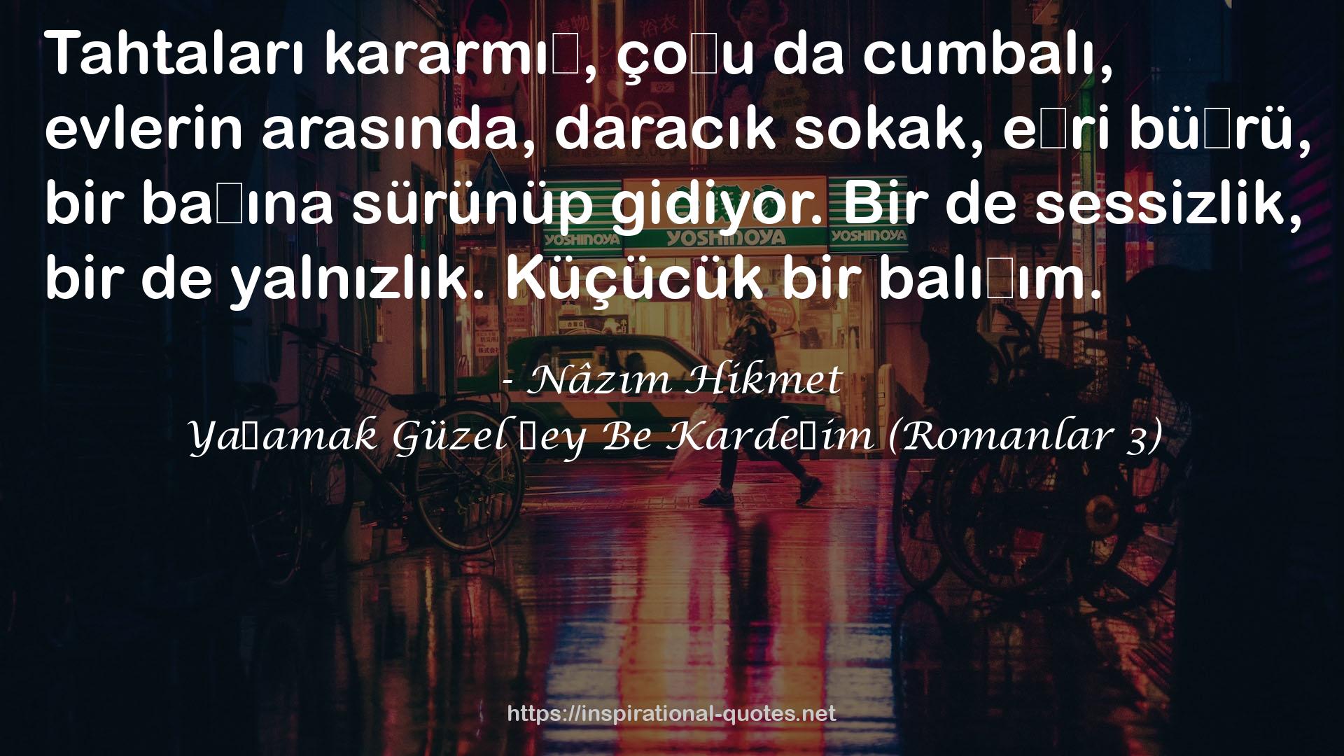 Yaşamak Güzel Şey Be Kardeşim (Romanlar 3) QUOTES