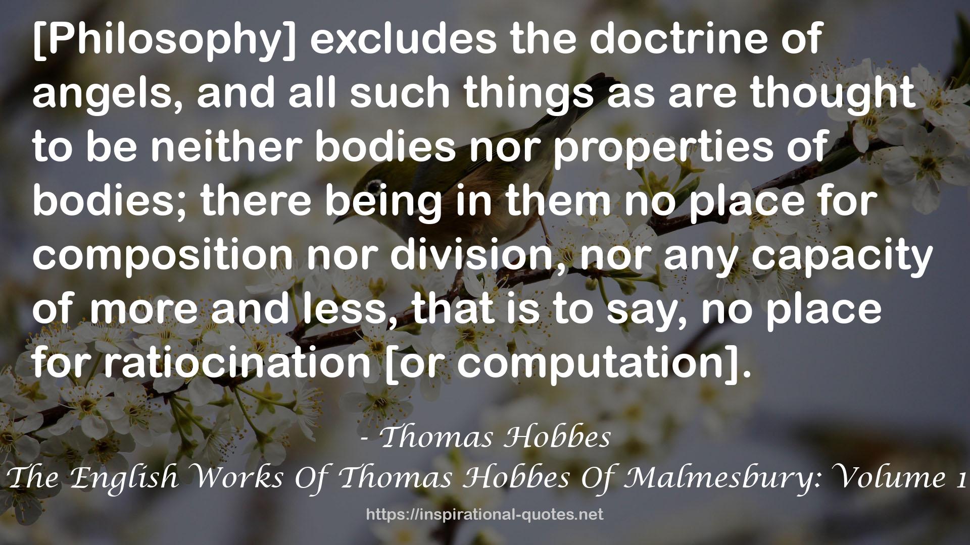 The English Works Of Thomas Hobbes Of Malmesbury: Volume 1 QUOTES
