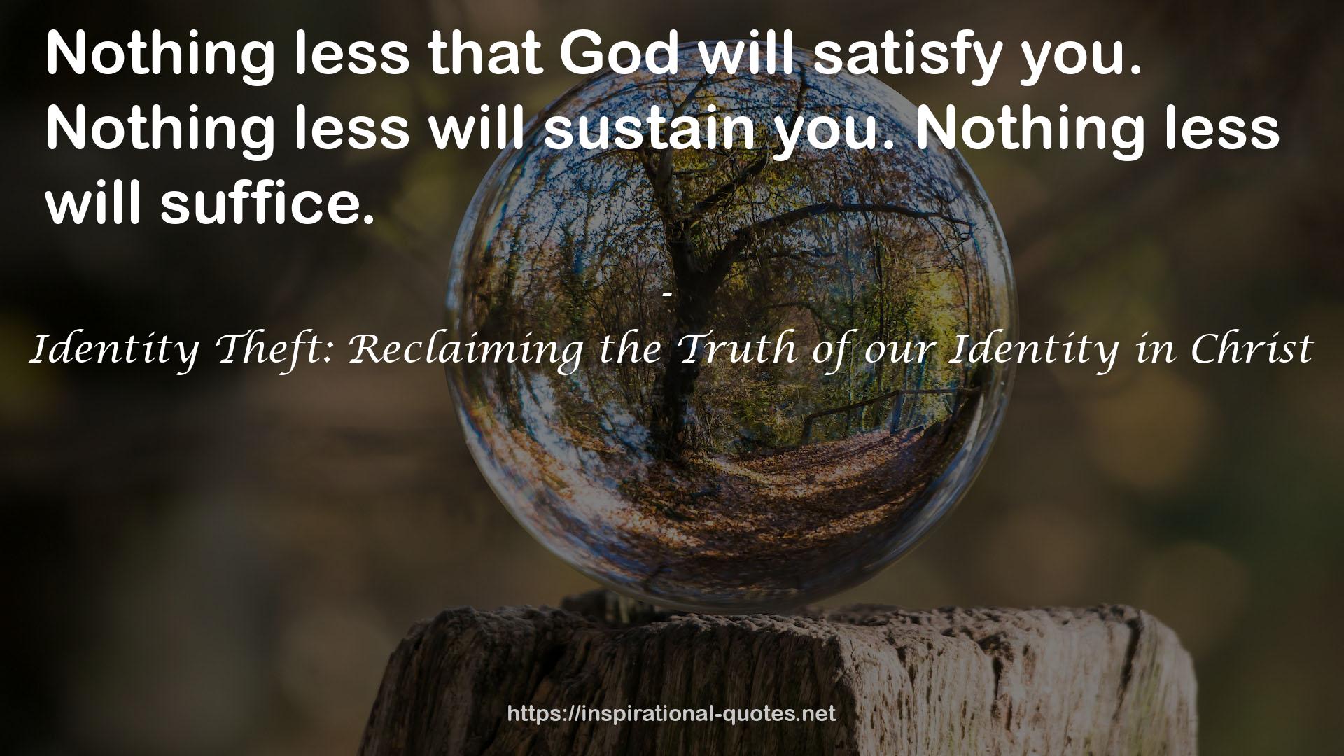 Identity Theft: Reclaiming the Truth of our Identity in Christ QUOTES