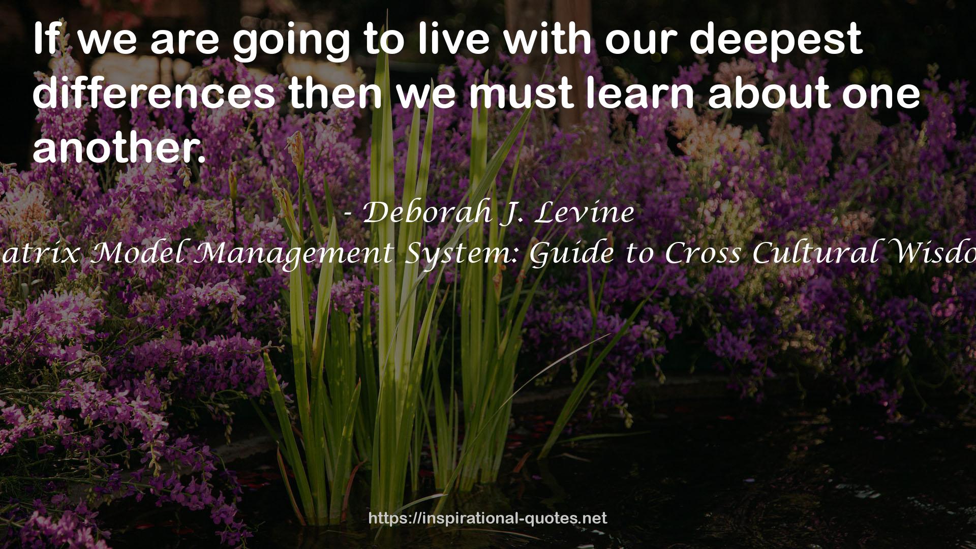 Matrix Model Management System: Guide to Cross Cultural Wisdom QUOTES