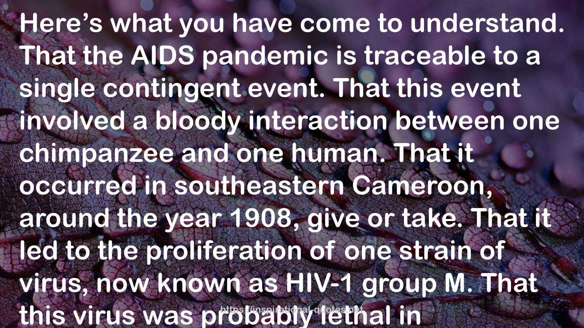 The Chimp and the River: How AIDS Emerged from an African Forest QUOTES