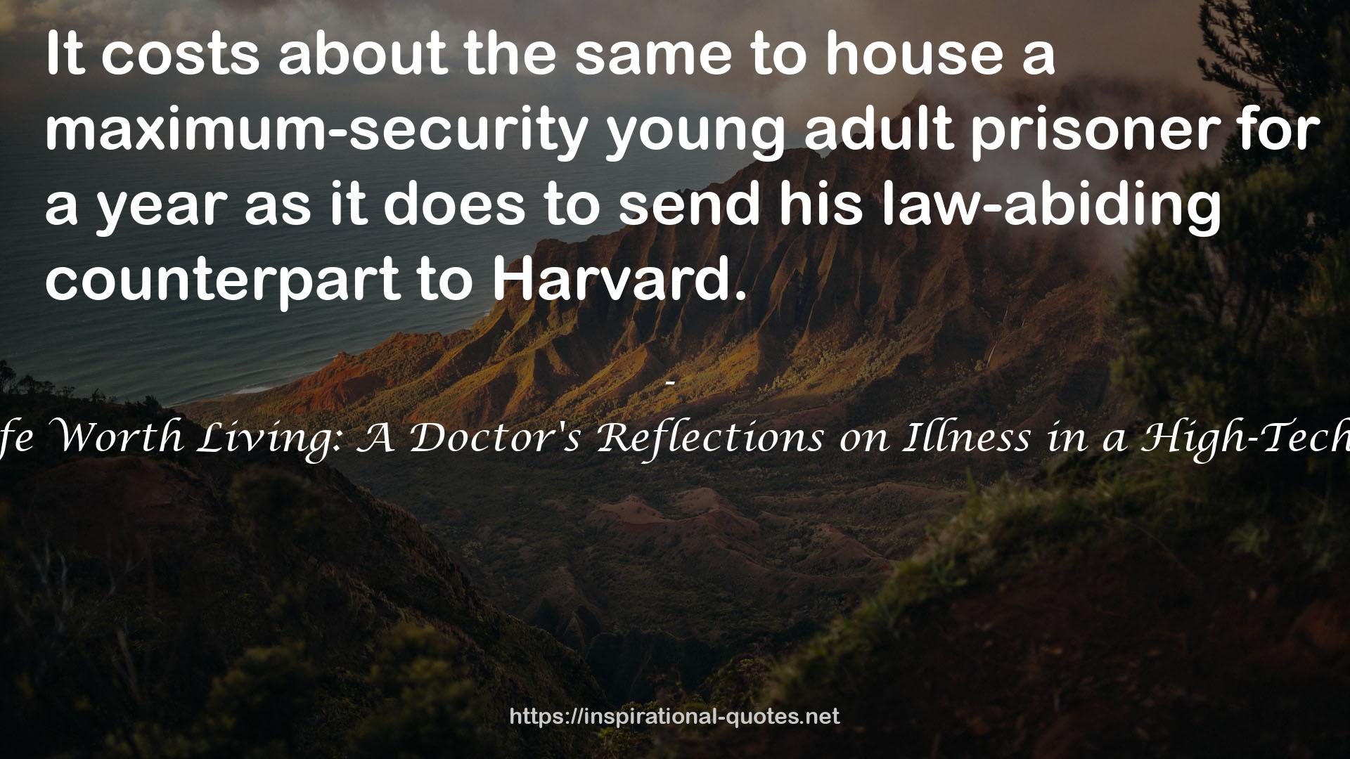A Life Worth Living: A Doctor's Reflections on Illness in a High-Tech Era QUOTES
