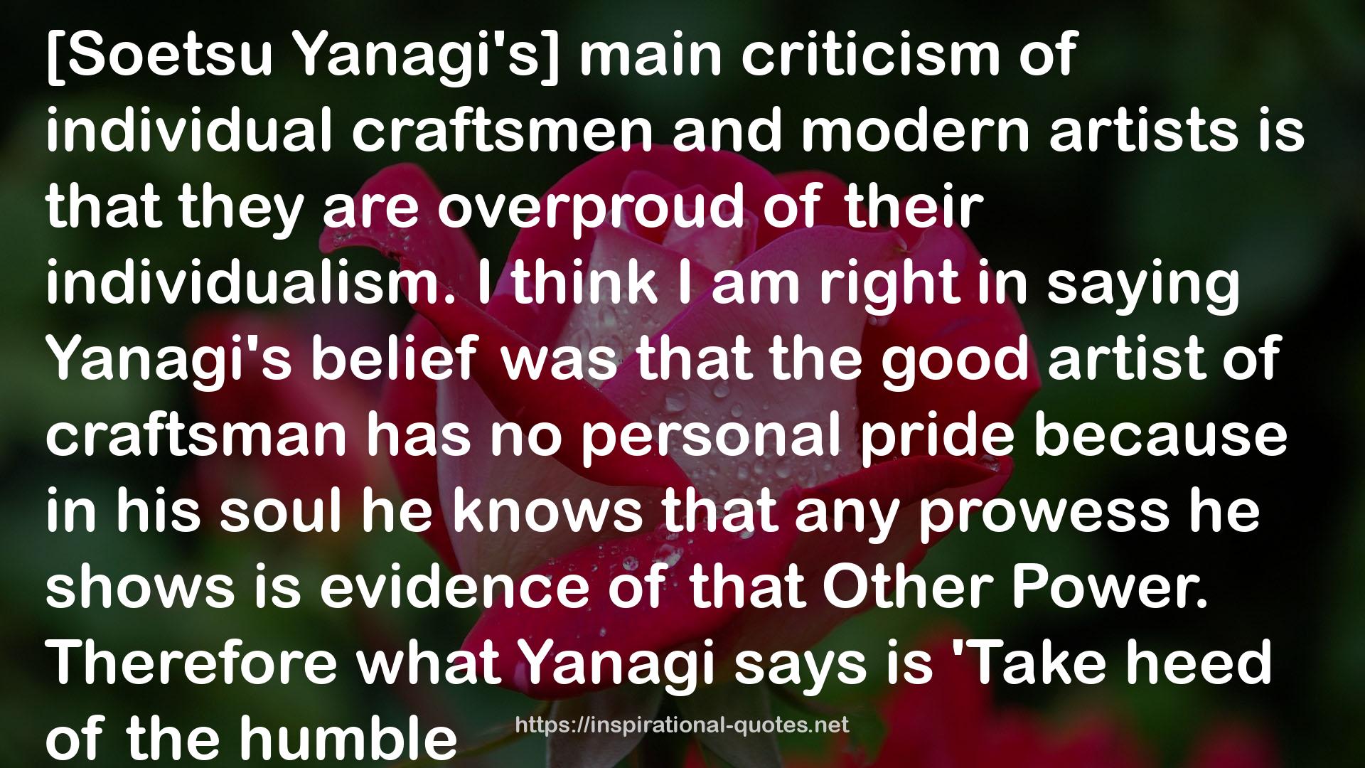 Yanagi's belief  QUOTES