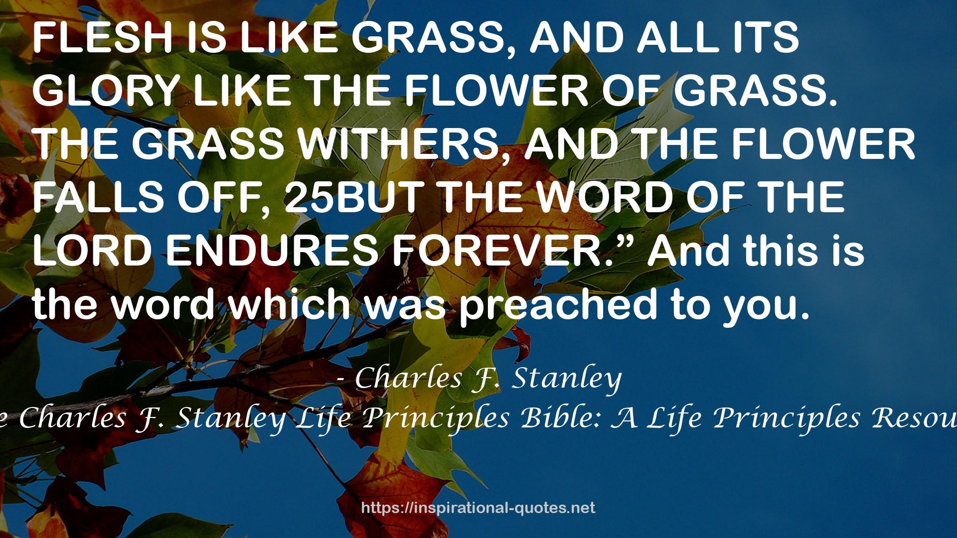 The Charles F. Stanley Life Principles Bible: A Life Principles Resource QUOTES