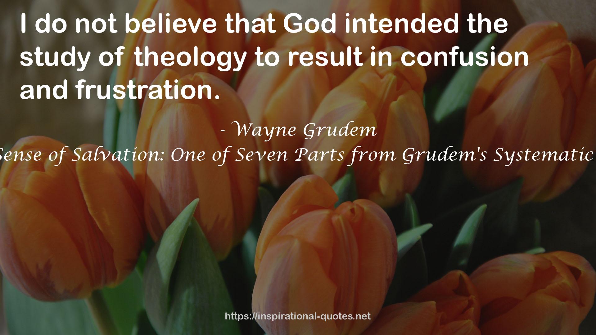 Making Sense of Salvation: One of Seven Parts from Grudem's Systematic Theology QUOTES