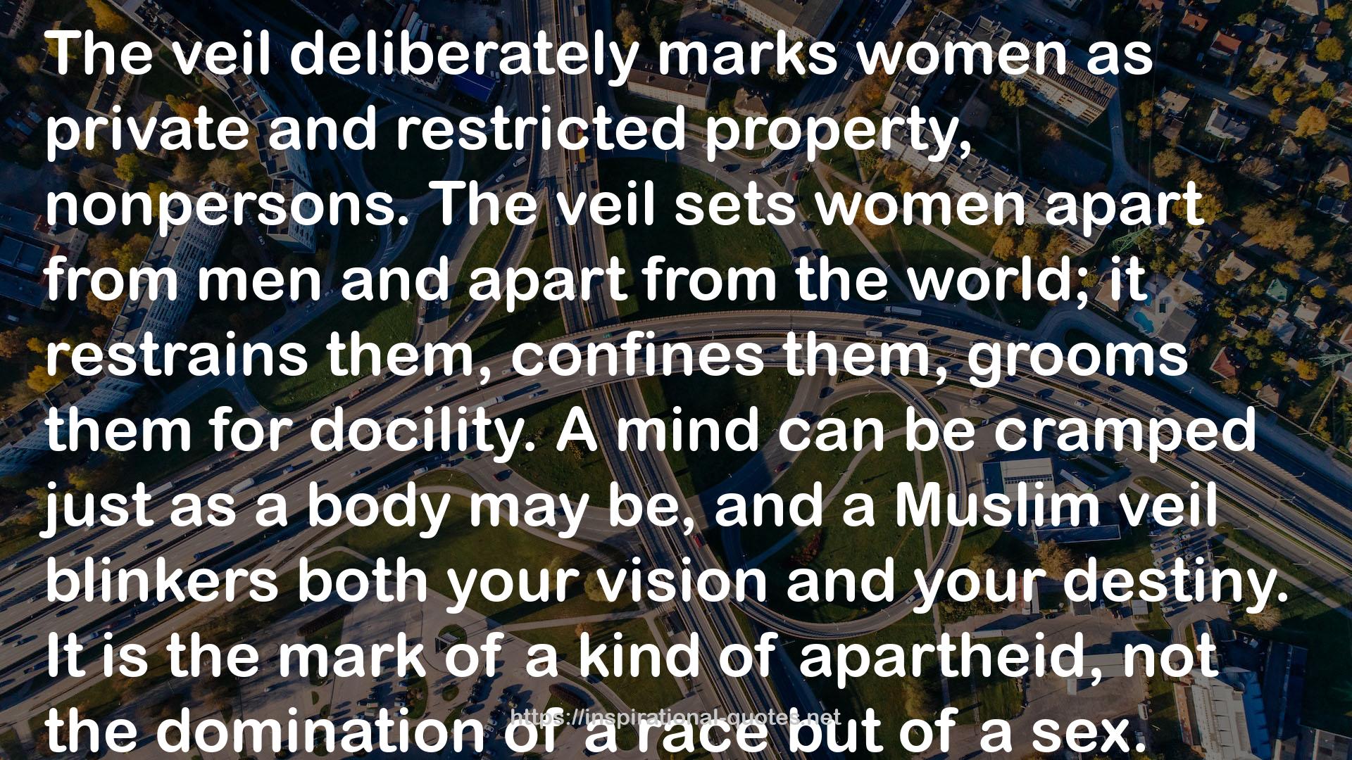 a Muslim veil blinkers  QUOTES