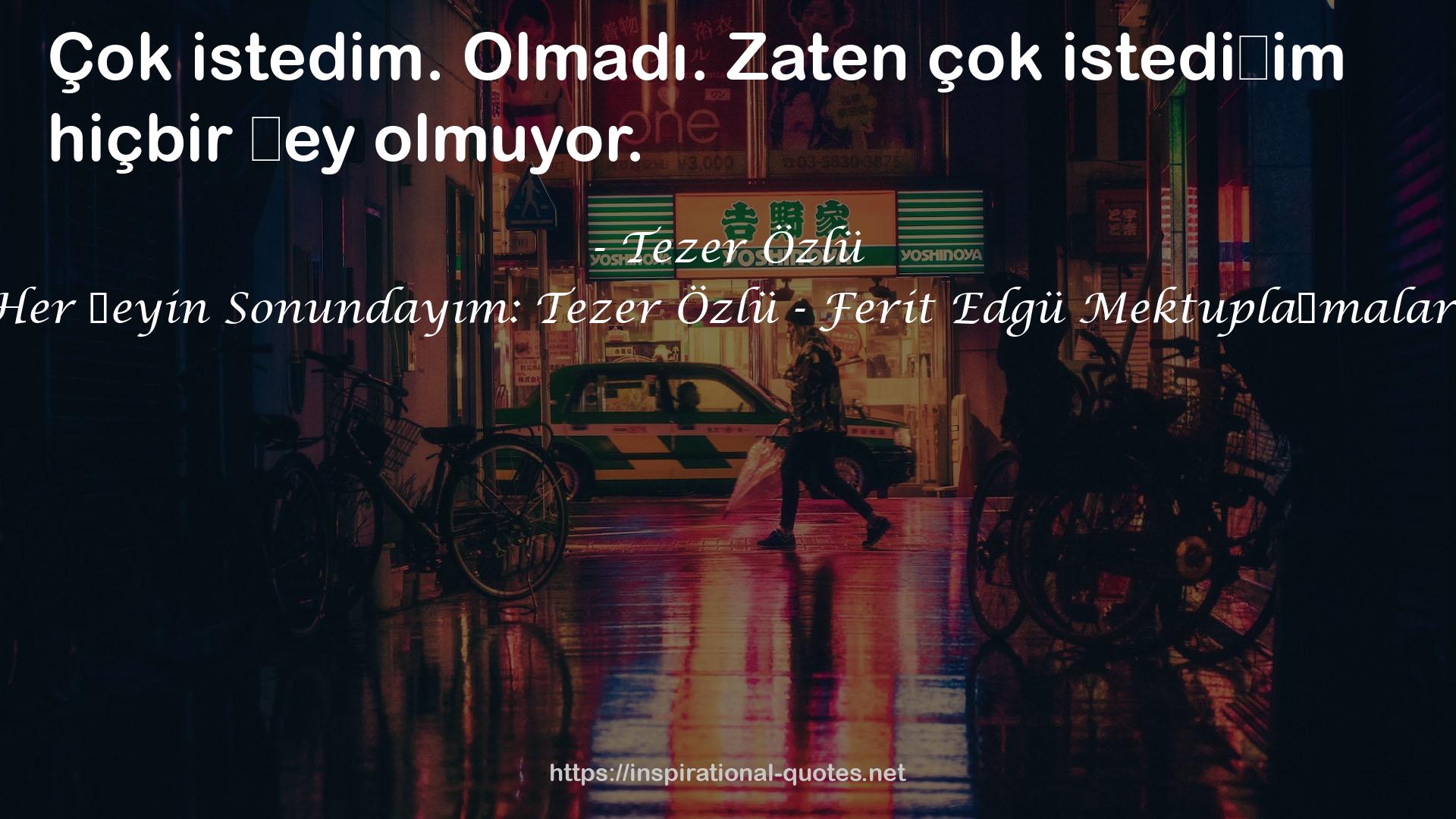 Her Şeyin Sonundayım: Tezer Özlü - Ferit Edgü Mektuplaşmaları QUOTES