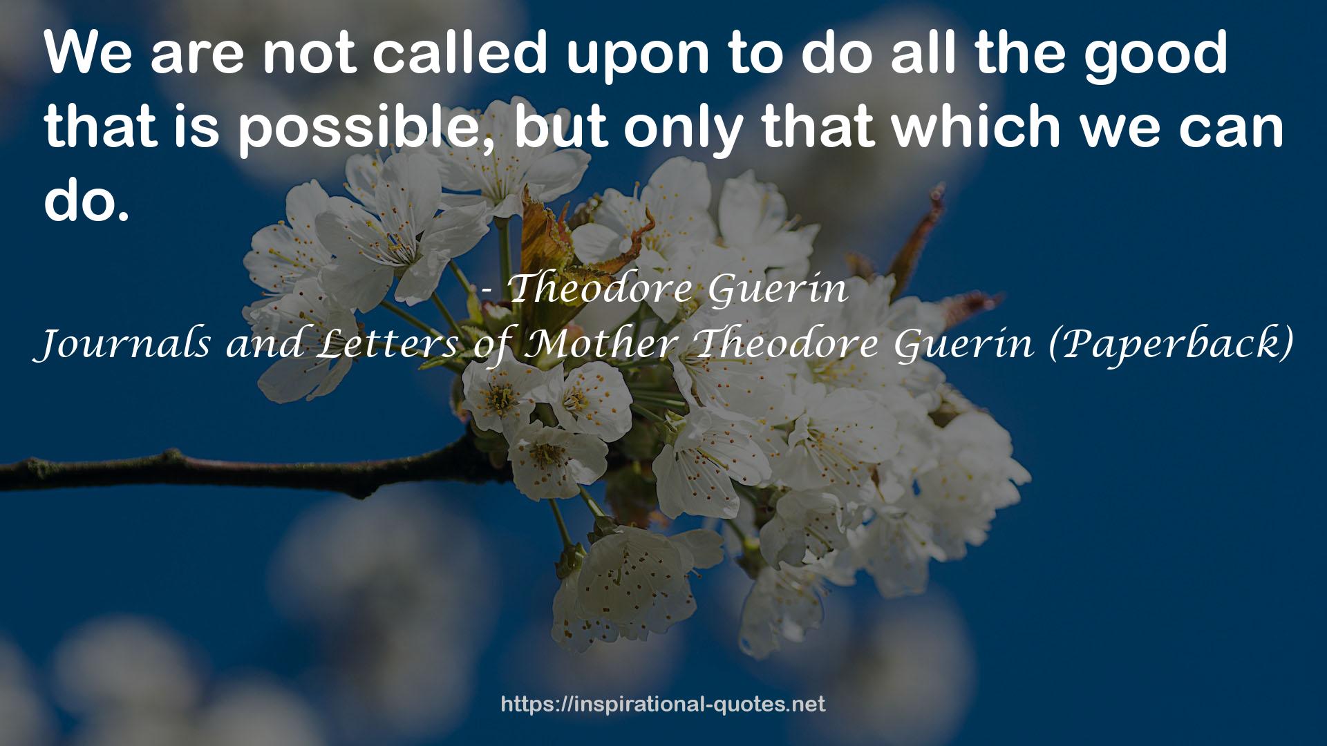 Journals and Letters of Mother Theodore Guerin (Paperback) QUOTES
