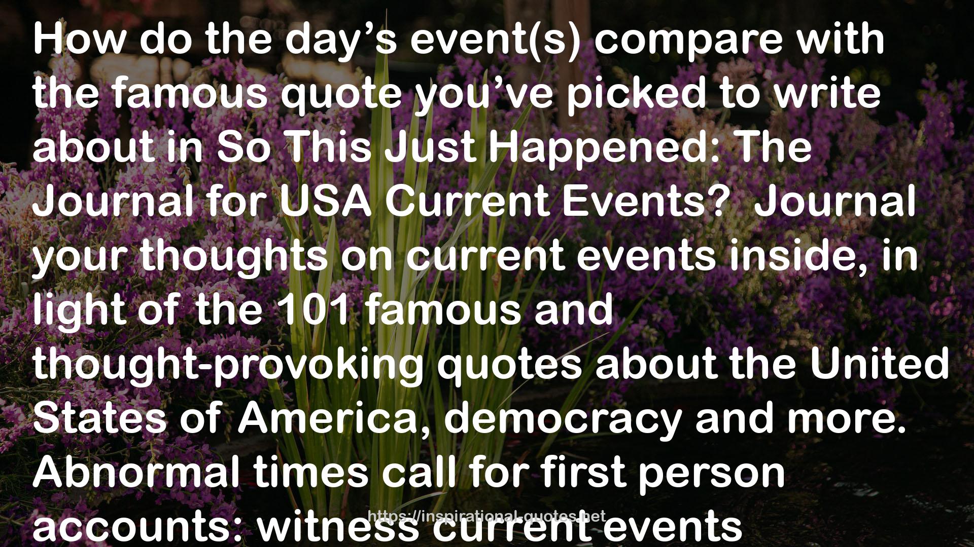So This Just Happened: The Journal for USA Current Events QUOTES