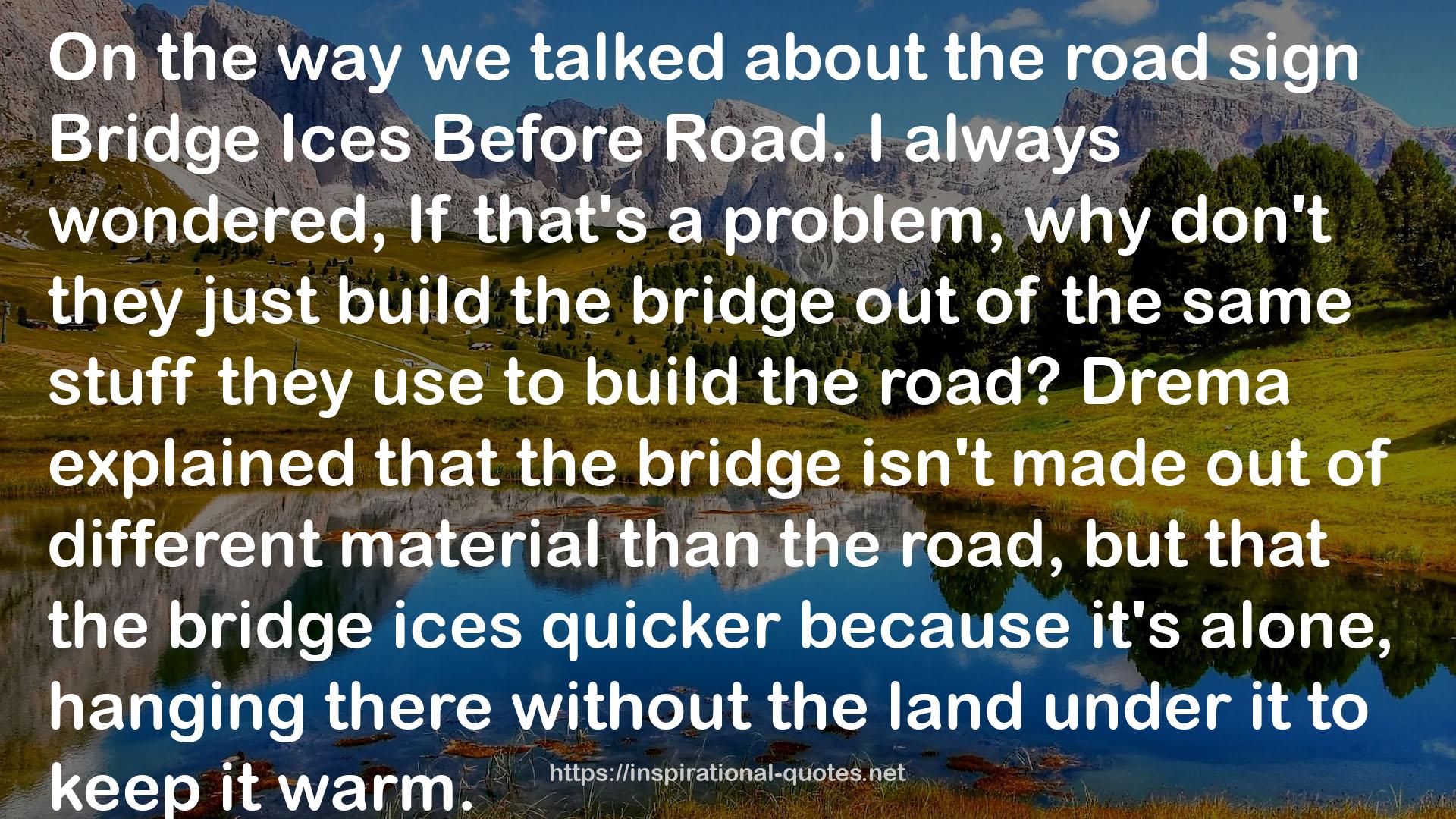 the road sign Bridge Ices  QUOTES