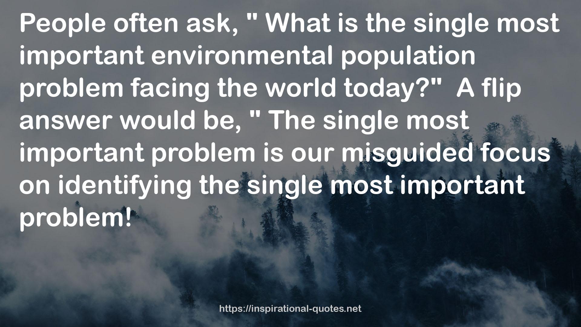 The single most important problem  QUOTES