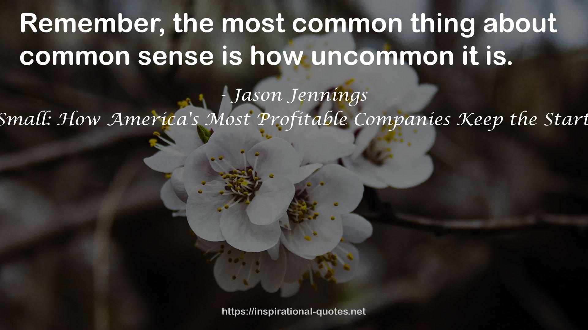Think Big, Act Small: How America's Most Profitable Companies Keep the Start-up Spirit Alive QUOTES