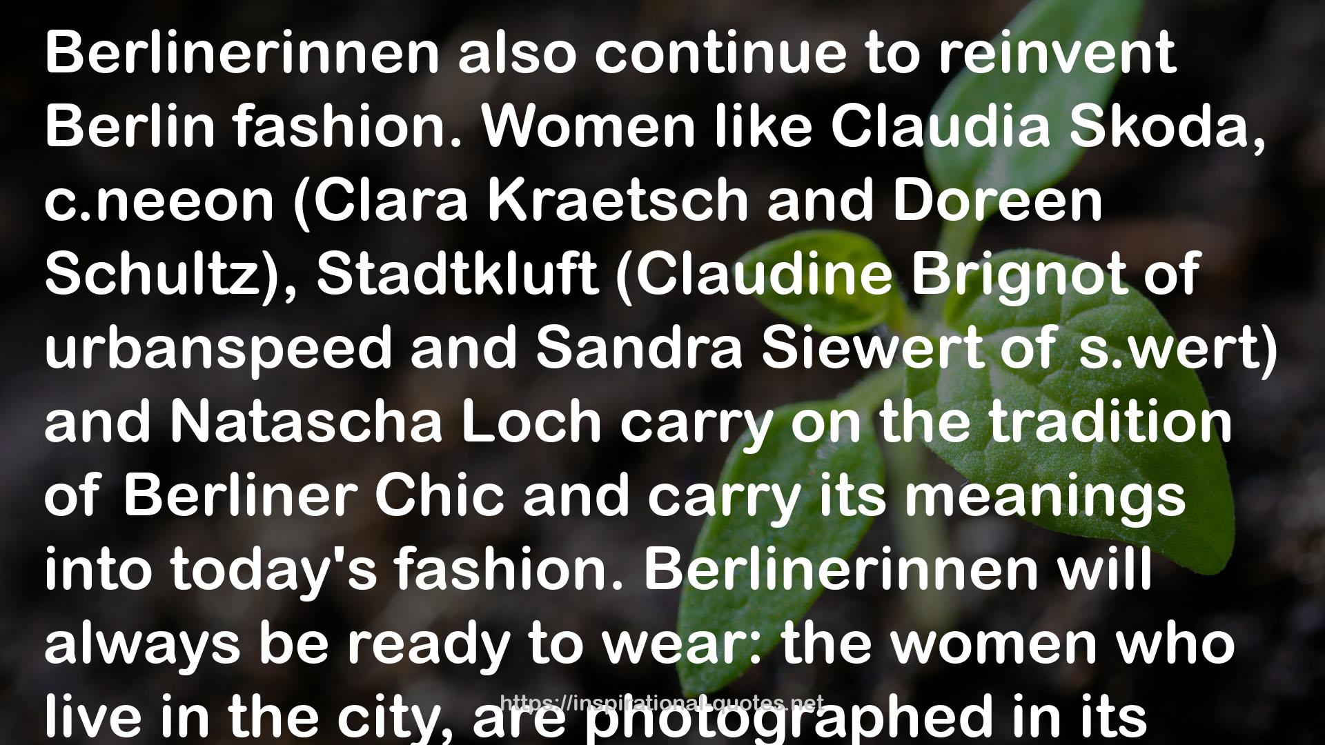 Berliner Chic: A Locational History of Berlin Fashion QUOTES