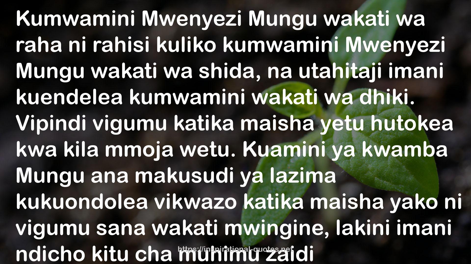 Kumwamini Mwenyezi Mungu  QUOTES
