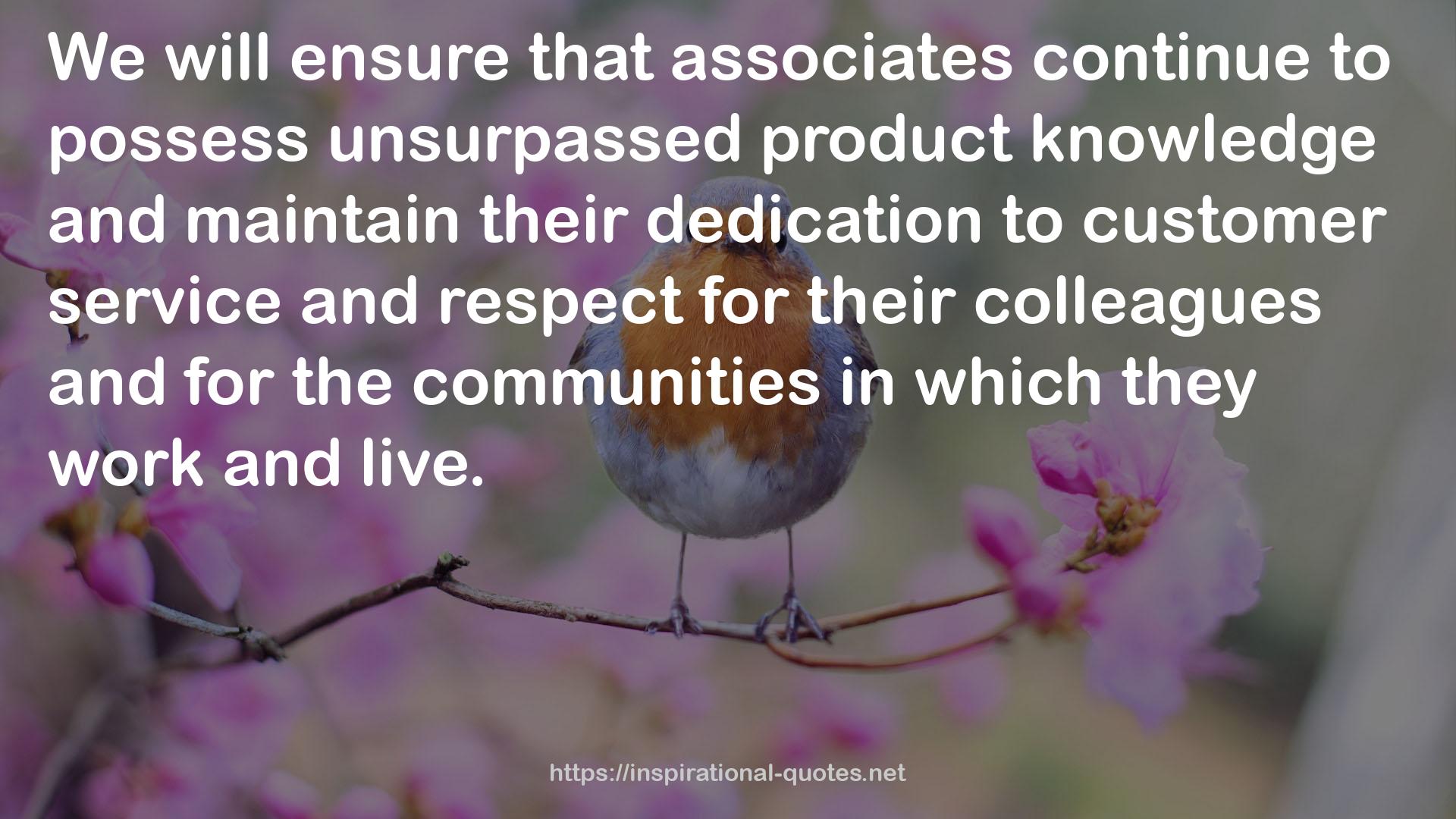 unsurpassed product knowledge  QUOTES