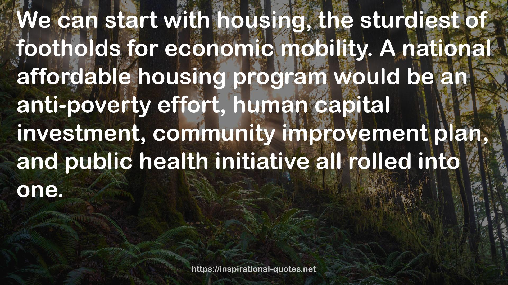 A national affordable housing program  QUOTES