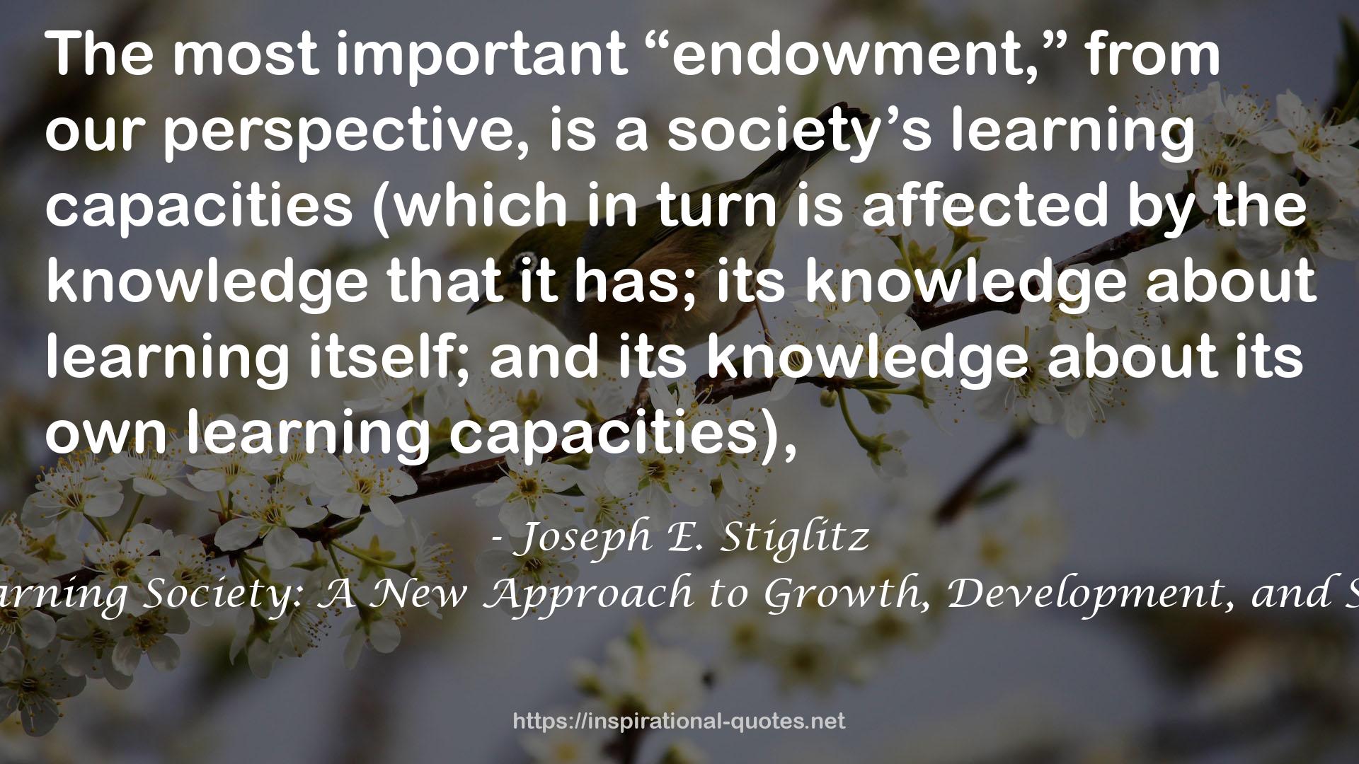 Creating a Learning Society: A New Approach to Growth, Development, and Social Progress QUOTES