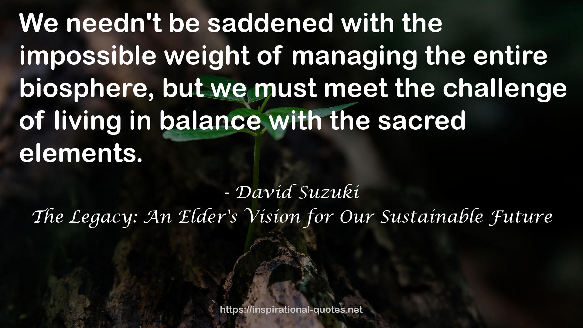 The Legacy: An Elder's Vision for Our Sustainable Future QUOTES