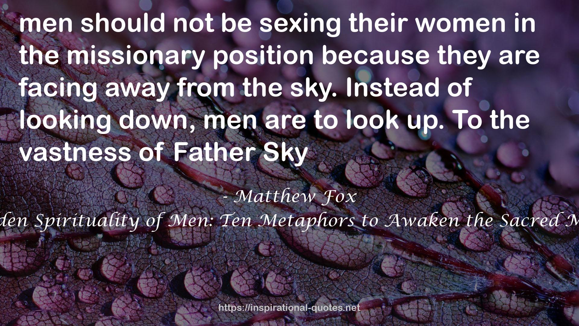 The Hidden Spirituality of Men: Ten Metaphors to Awaken the Sacred Masculine QUOTES