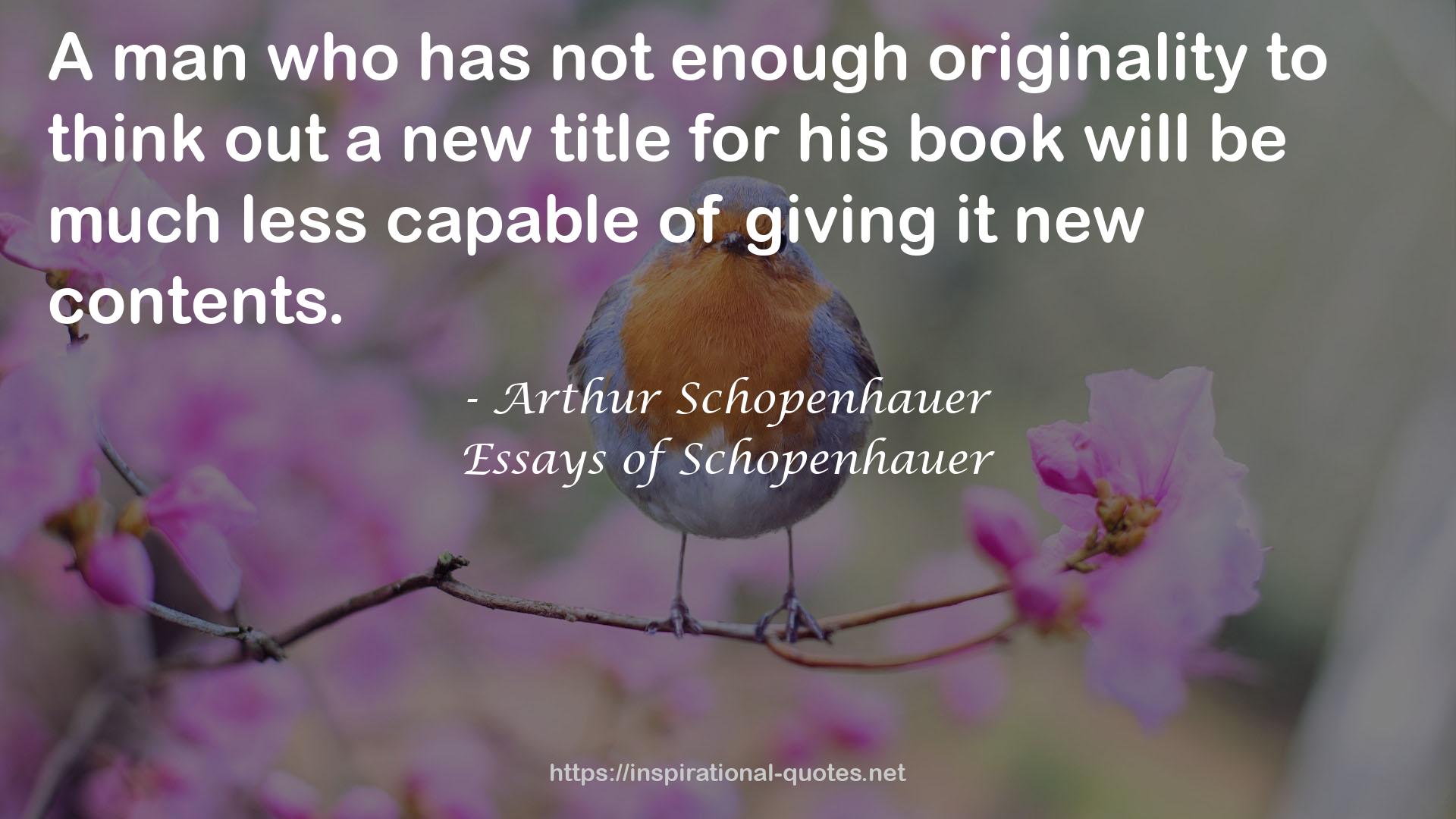 Essays of Schopenhauer QUOTES