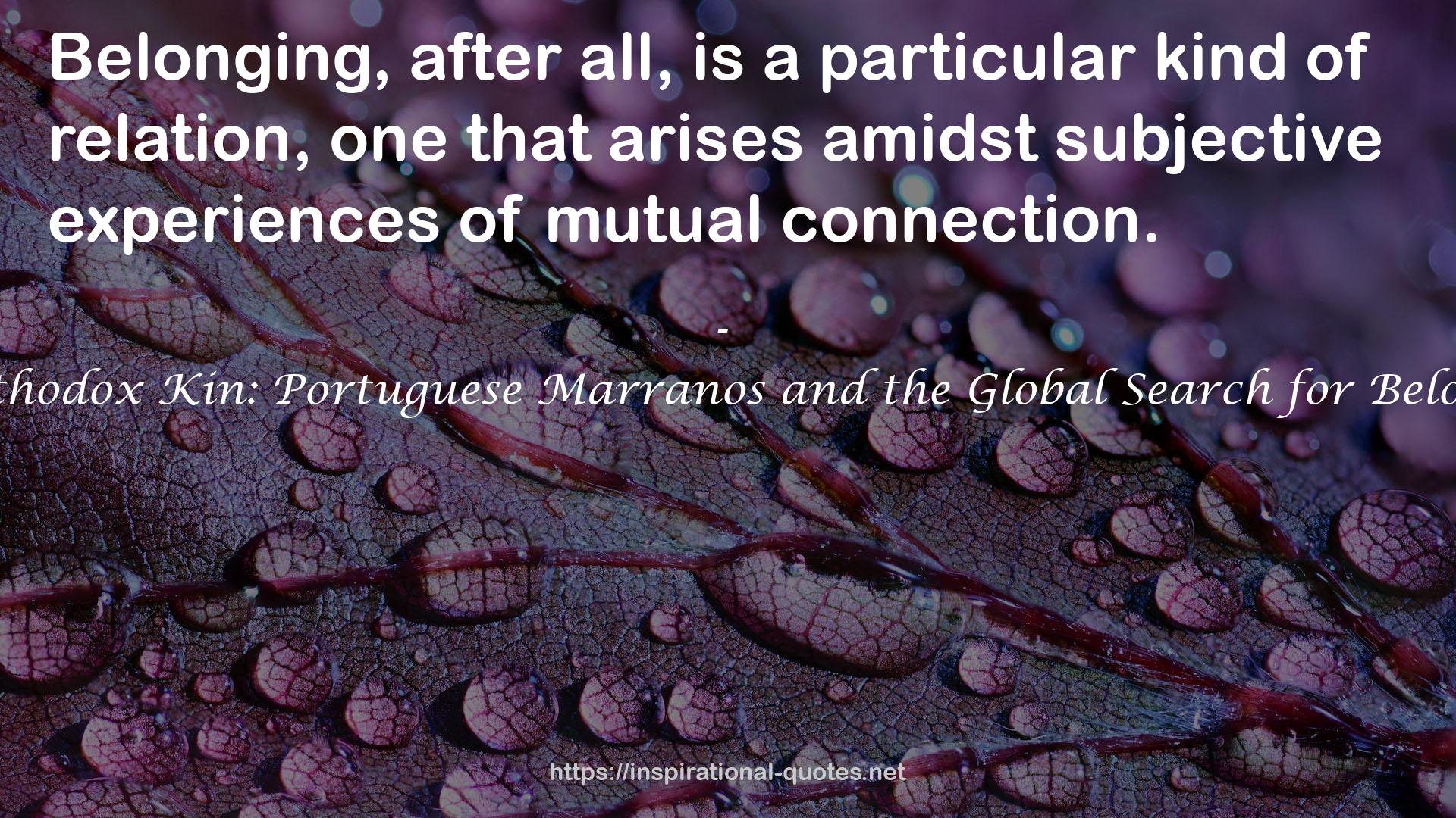Unorthodox Kin: Portuguese Marranos and the Global Search for Belonging QUOTES