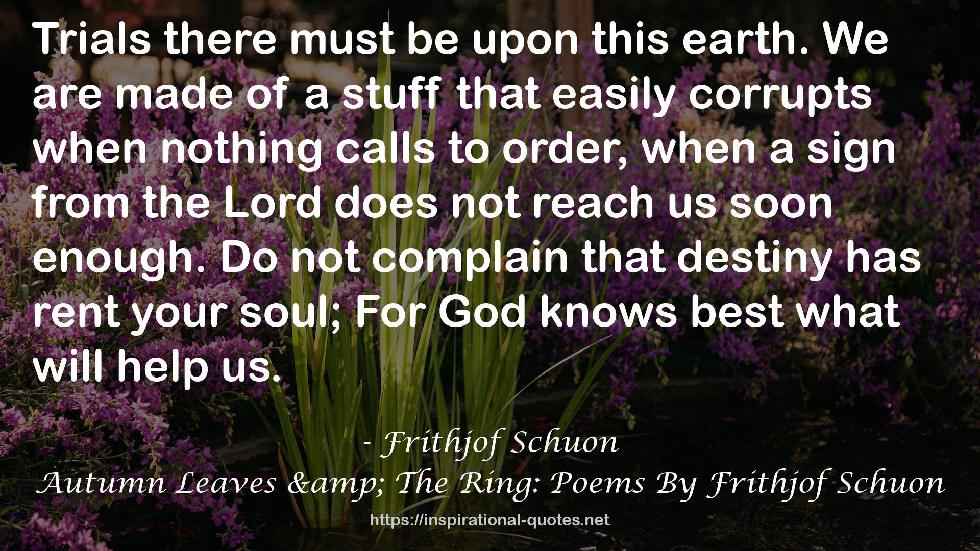 Autumn Leaves & The Ring: Poems By Frithjof Schuon QUOTES