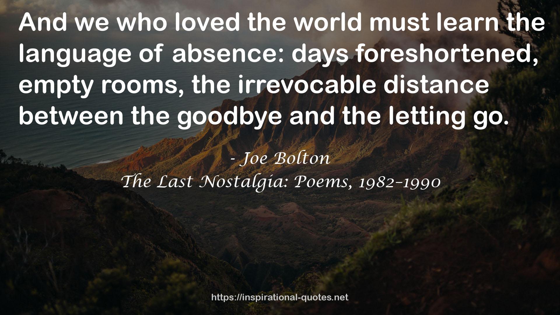 The Last Nostalgia: Poems, 1982–1990 QUOTES